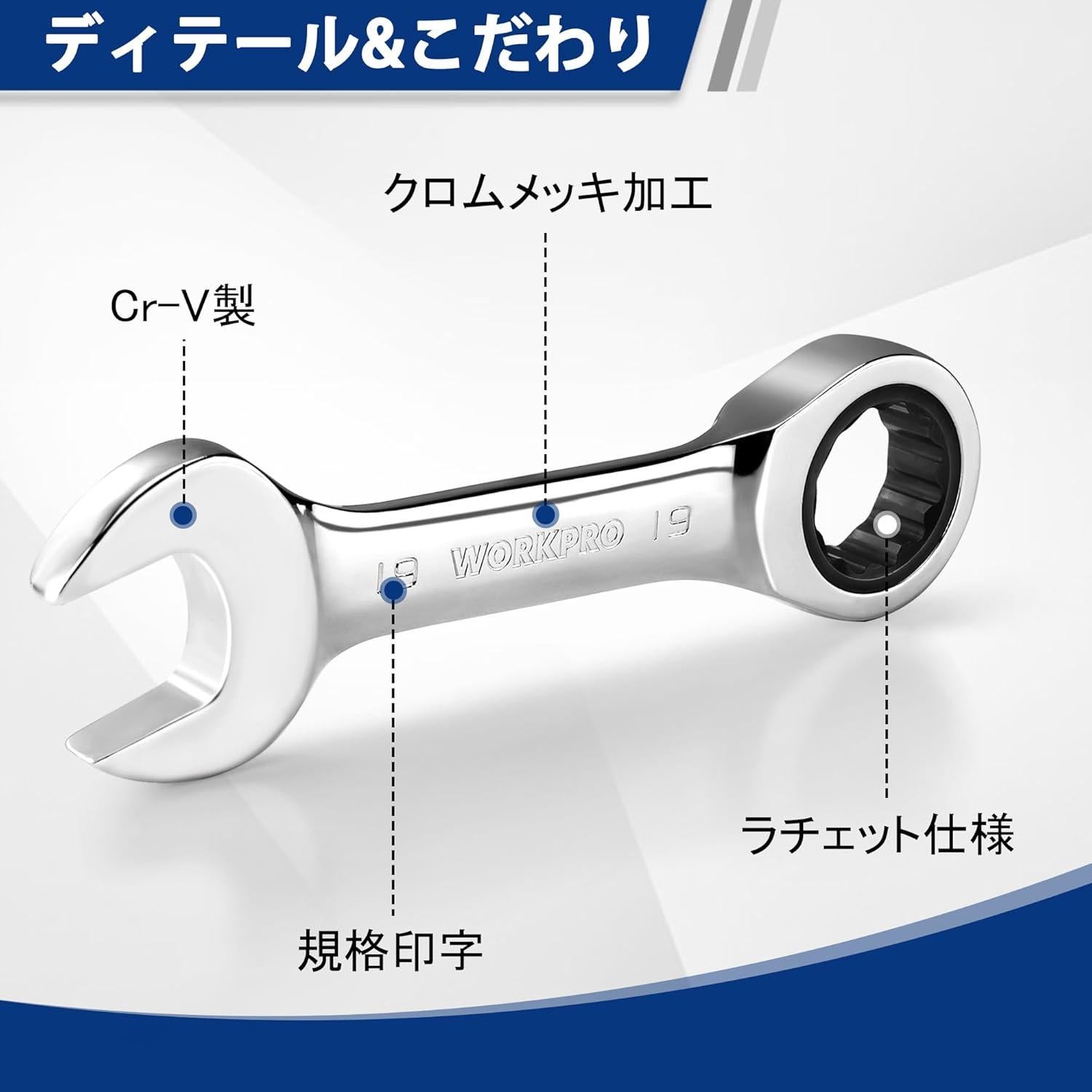 Juego de Llaves de Vaso 12 Piezas WORKPRO 8-19mm Trinquete