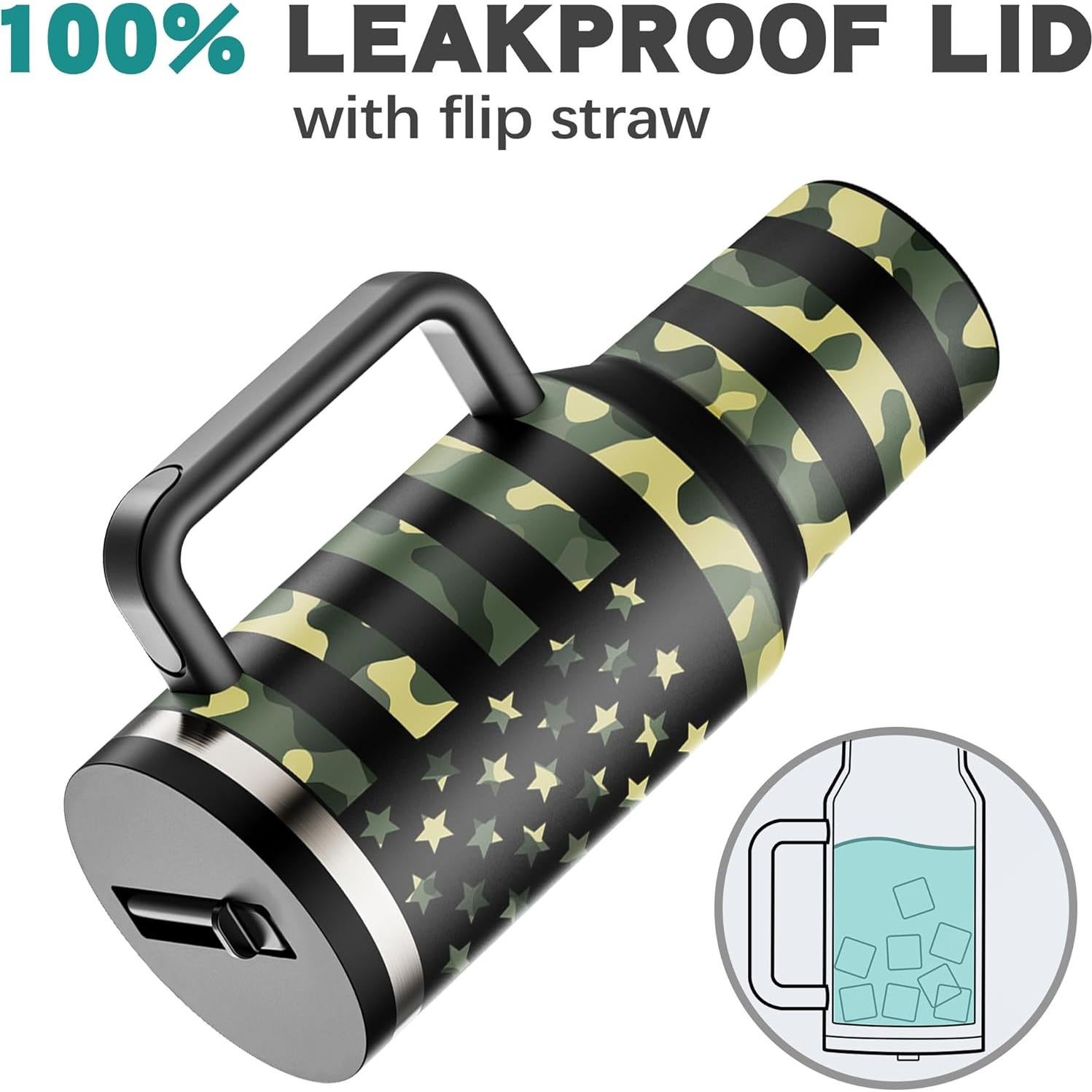 Taza aislada 40 oz Greatyos con popote plegable camuflaje