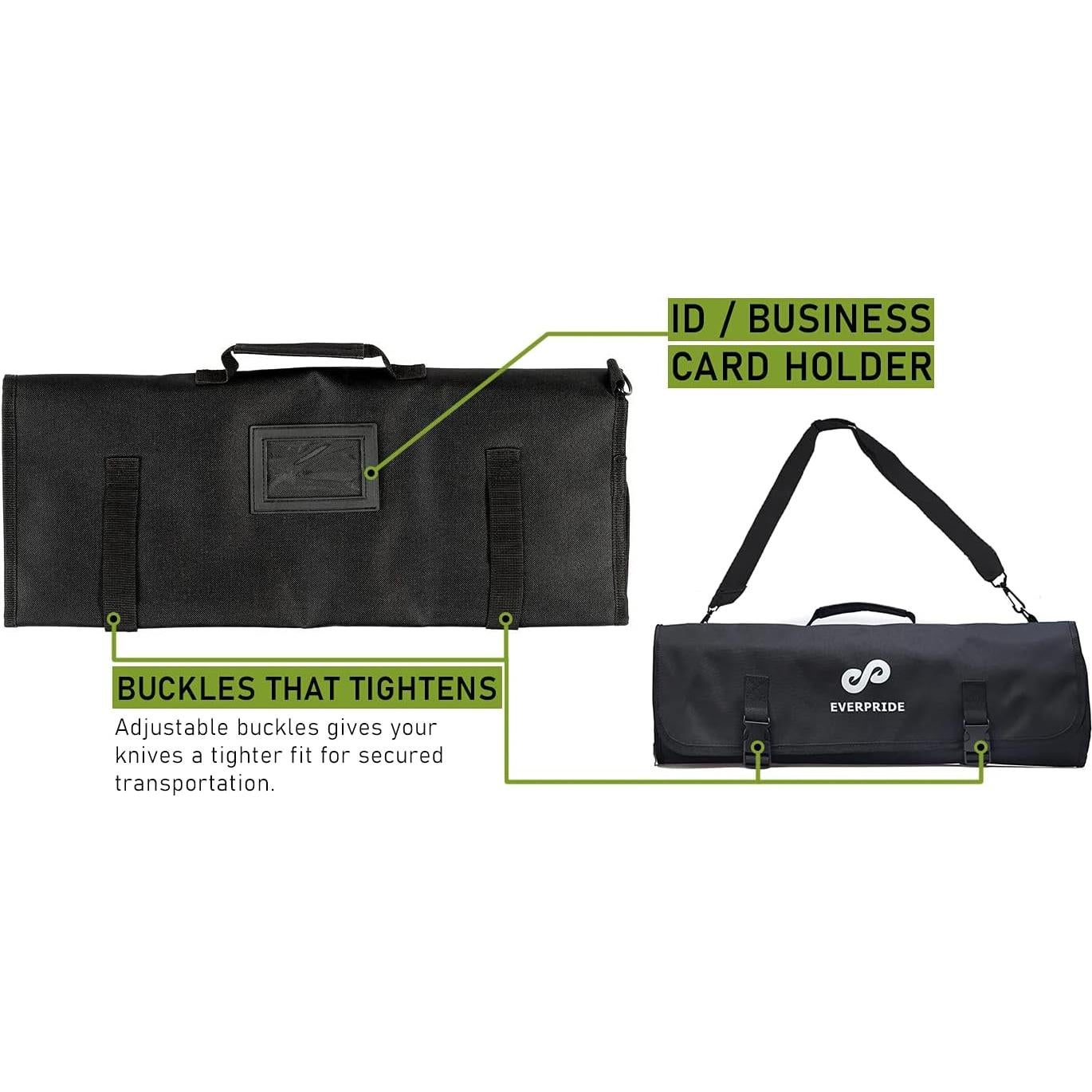 Bolsa de cuchillos para chefs EVERPRIDE negra - Sostiene 10 cuchillos