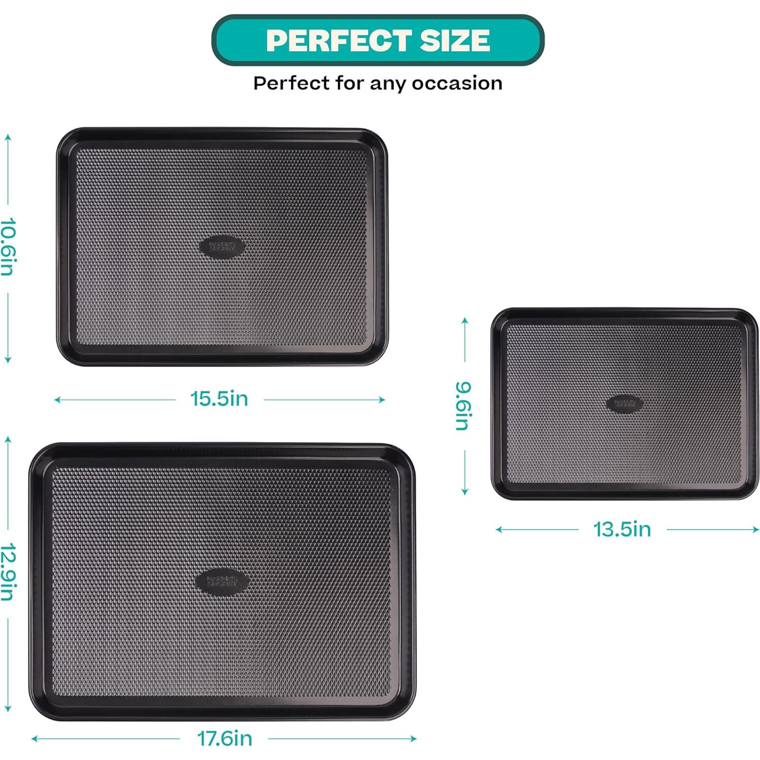 Juego de 3 bandejas para hornear Baker's Secret, acero 0.6mm