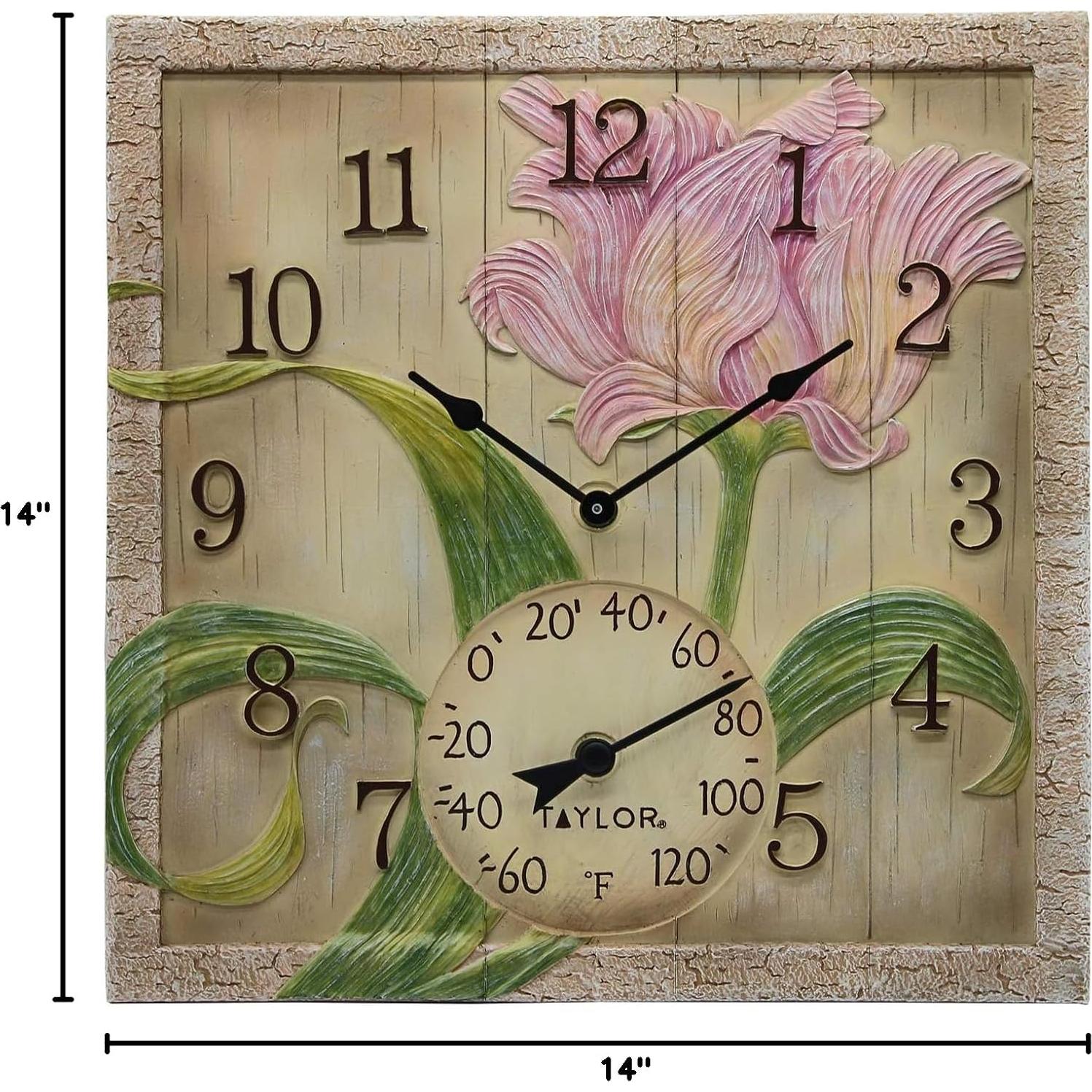 Reloj y termómetro de resina Taylor 35.56 cm Rosa