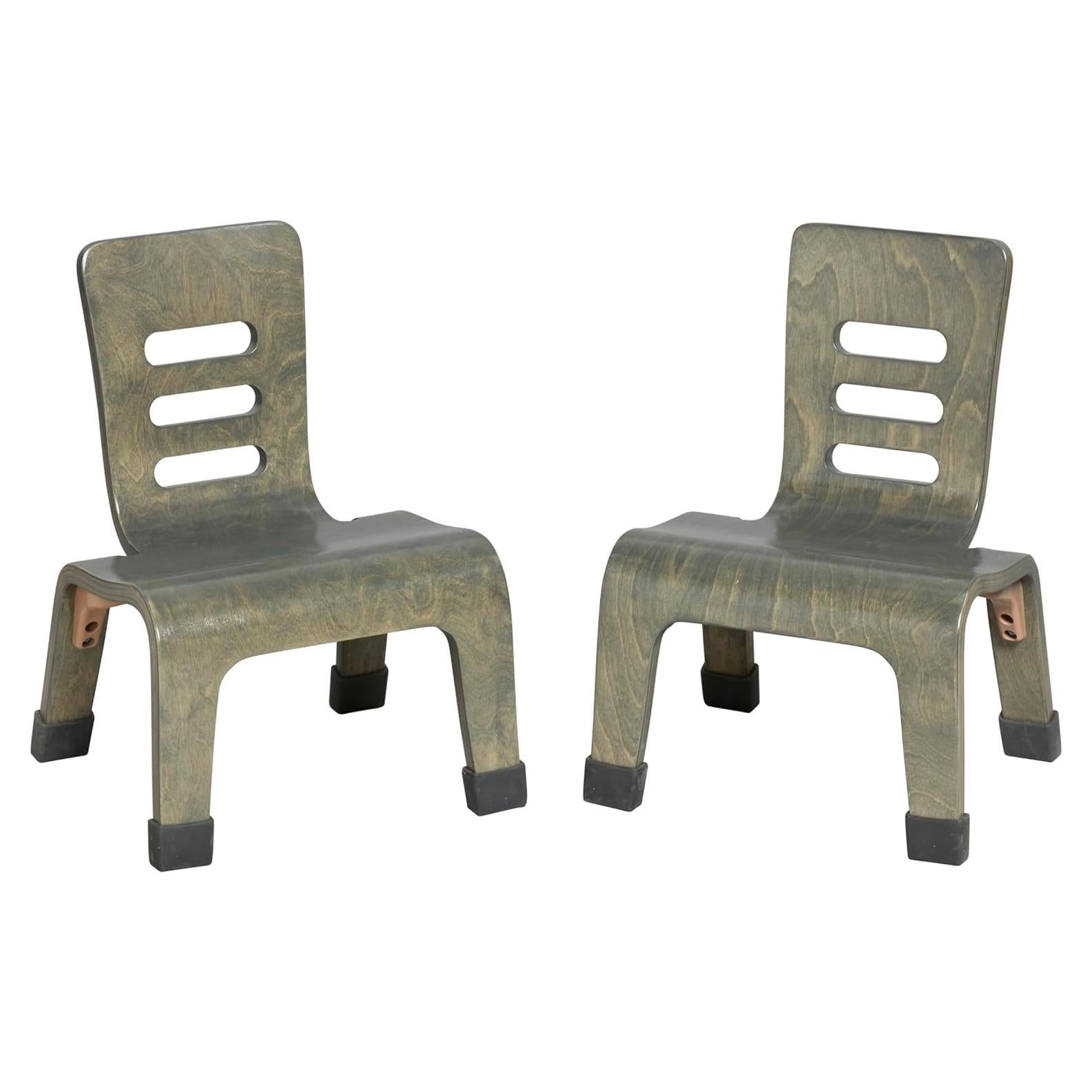 Silla de Madera Curvada ECR4Kids - Paquete de 2 - Gris