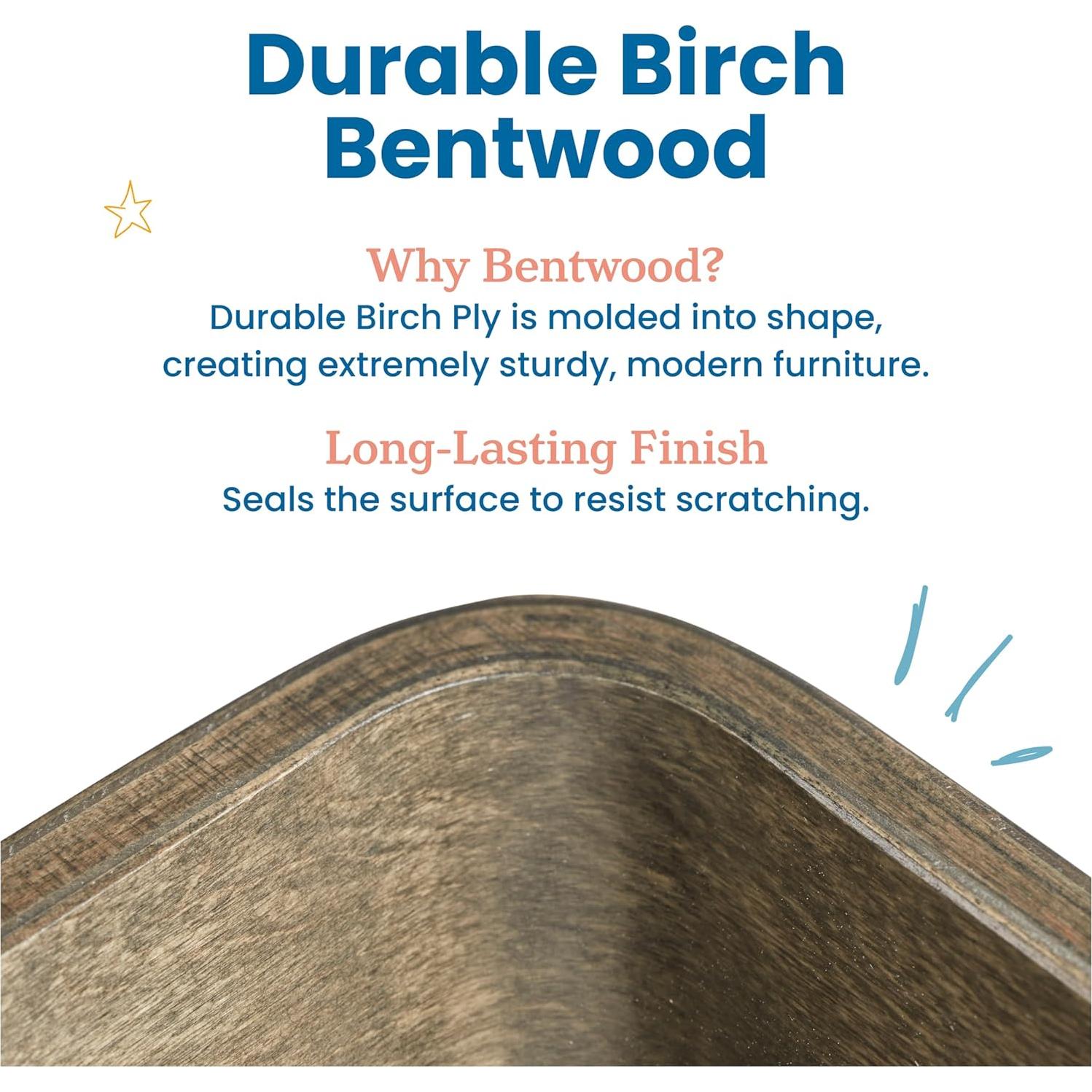 Silla de Madera Curvada ECR4Kids - Paquete de 2 - Gris