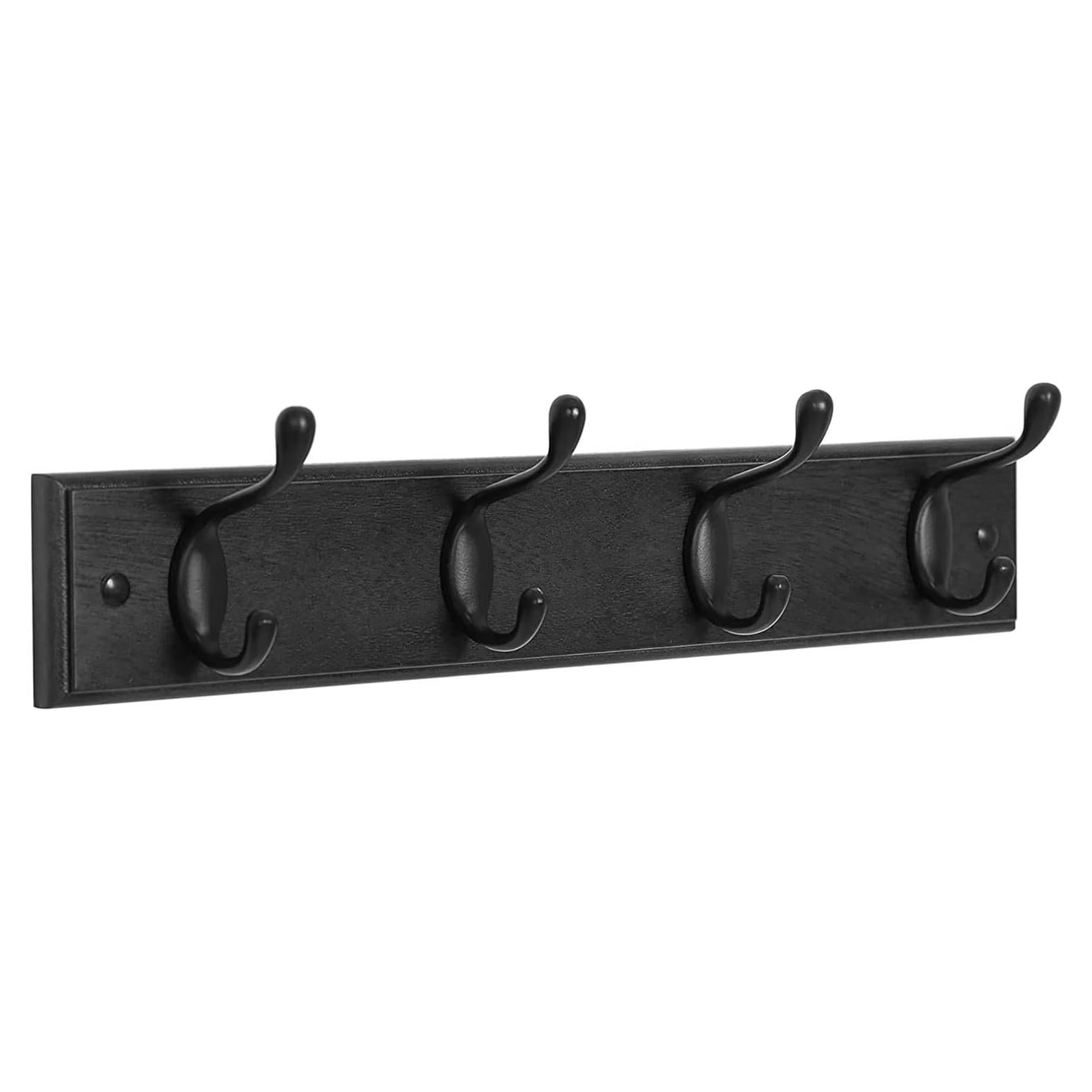 Perchero de Pared SONGMICS Negro con 4 Ganchos Dobles