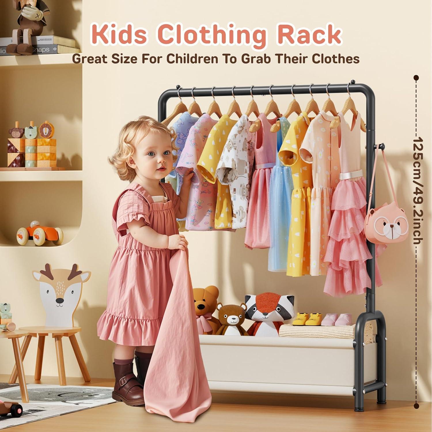 Perchero Infantil ZHKINGGS con Estante Negro 80x30x125 cm