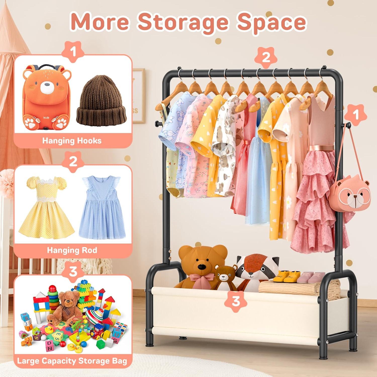 Perchero Infantil ZHKINGGS con Estante Negro 80x30x125 cm