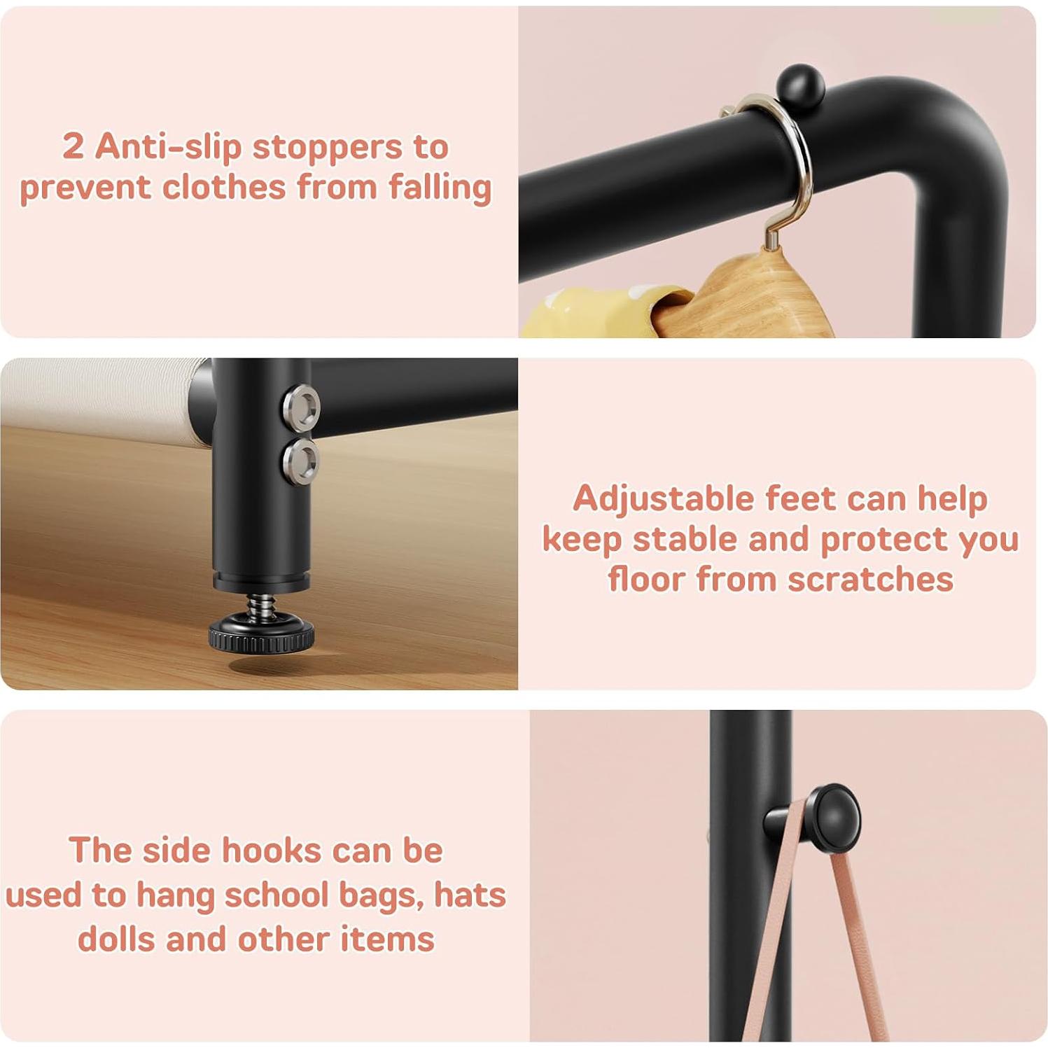 Perchero Infantil ZHKINGGS con Estante Negro 80x30x125 cm