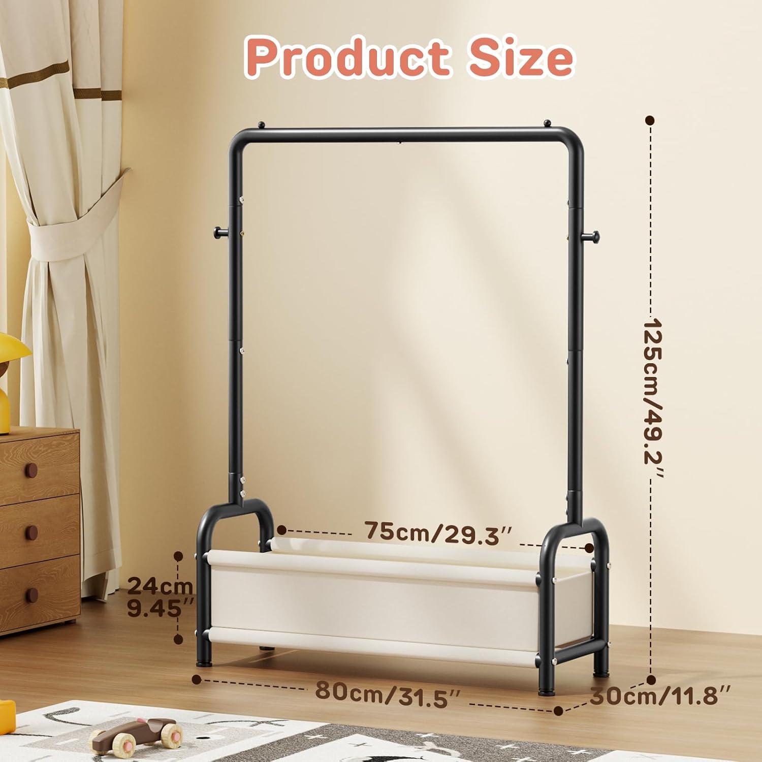 Perchero Infantil ZHKINGGS con Estante Negro 80x30x125 cm