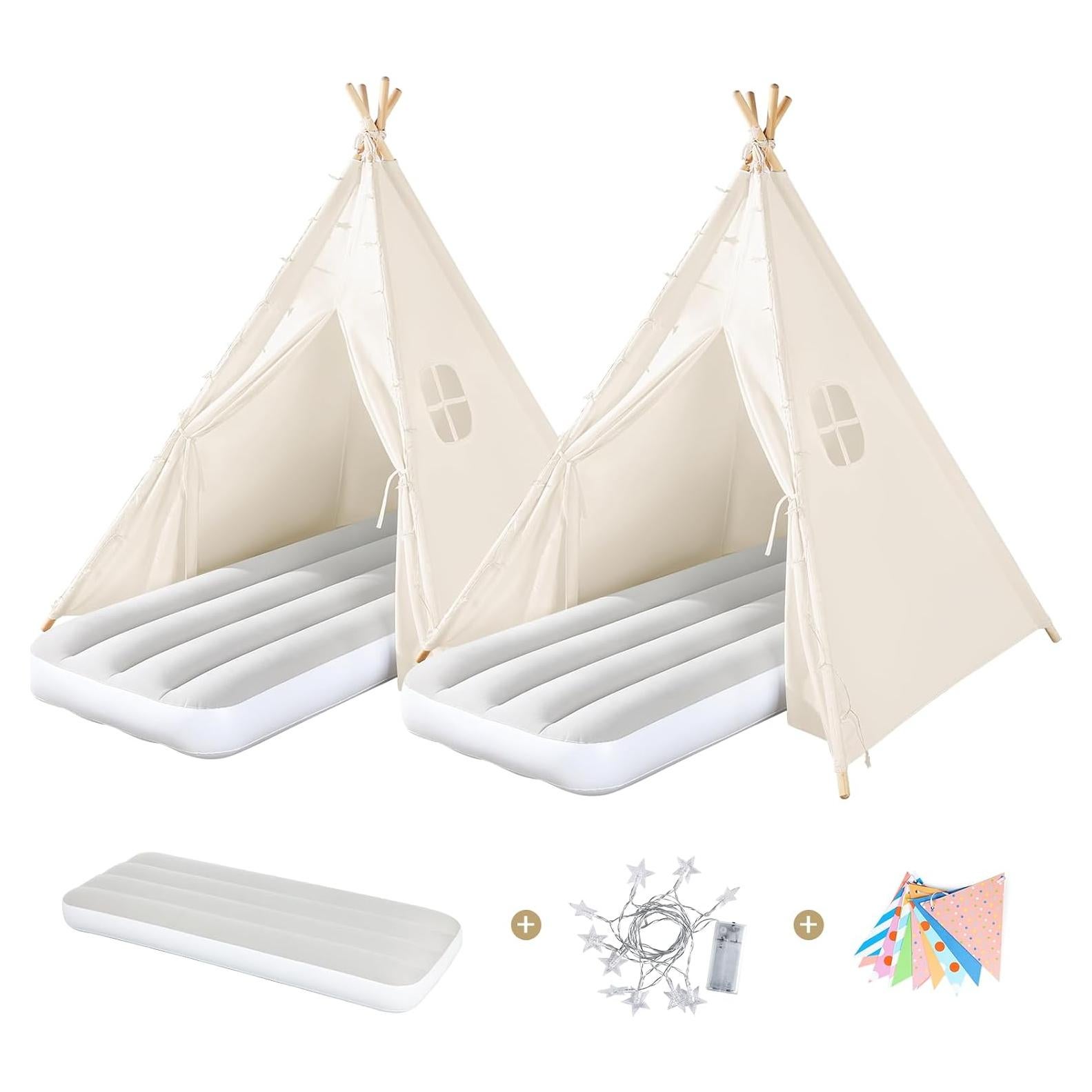 Set 2 Tiendas Teepee Sumbababy con Camas Inflables 120x120 cm