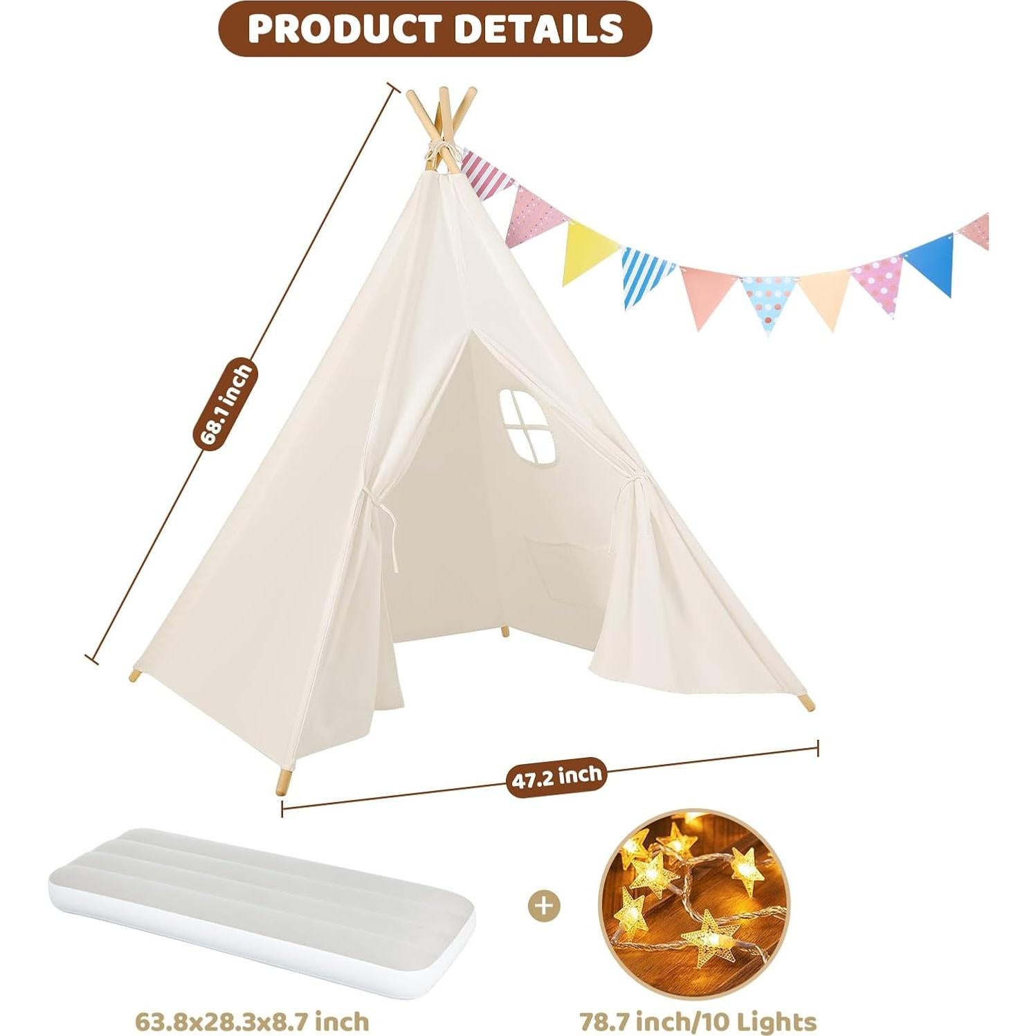 Set 2 Tiendas Teepee Sumbababy con Camas Inflables 120x120 cm
