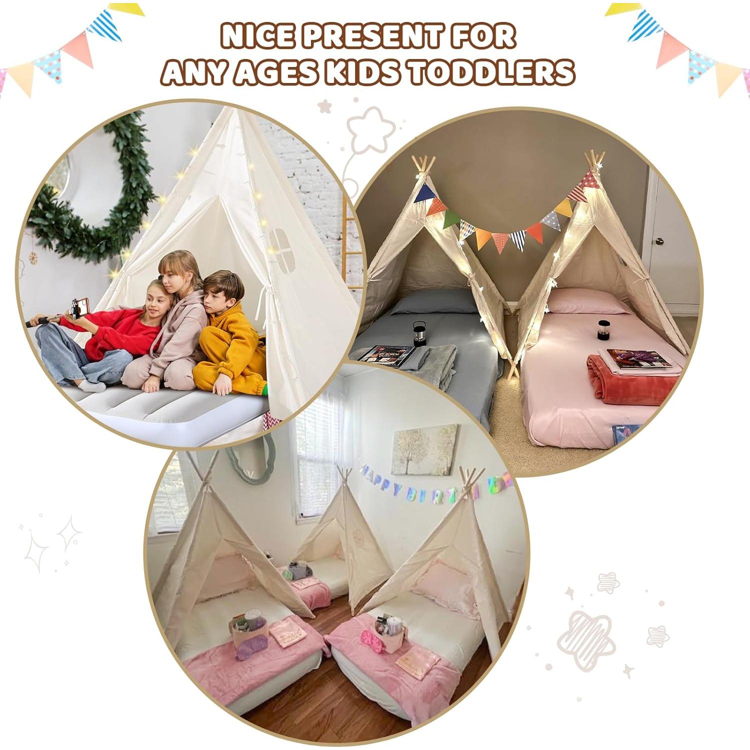 Set 2 Tiendas Teepee Sumbababy con Camas Inflables 120x120 cm