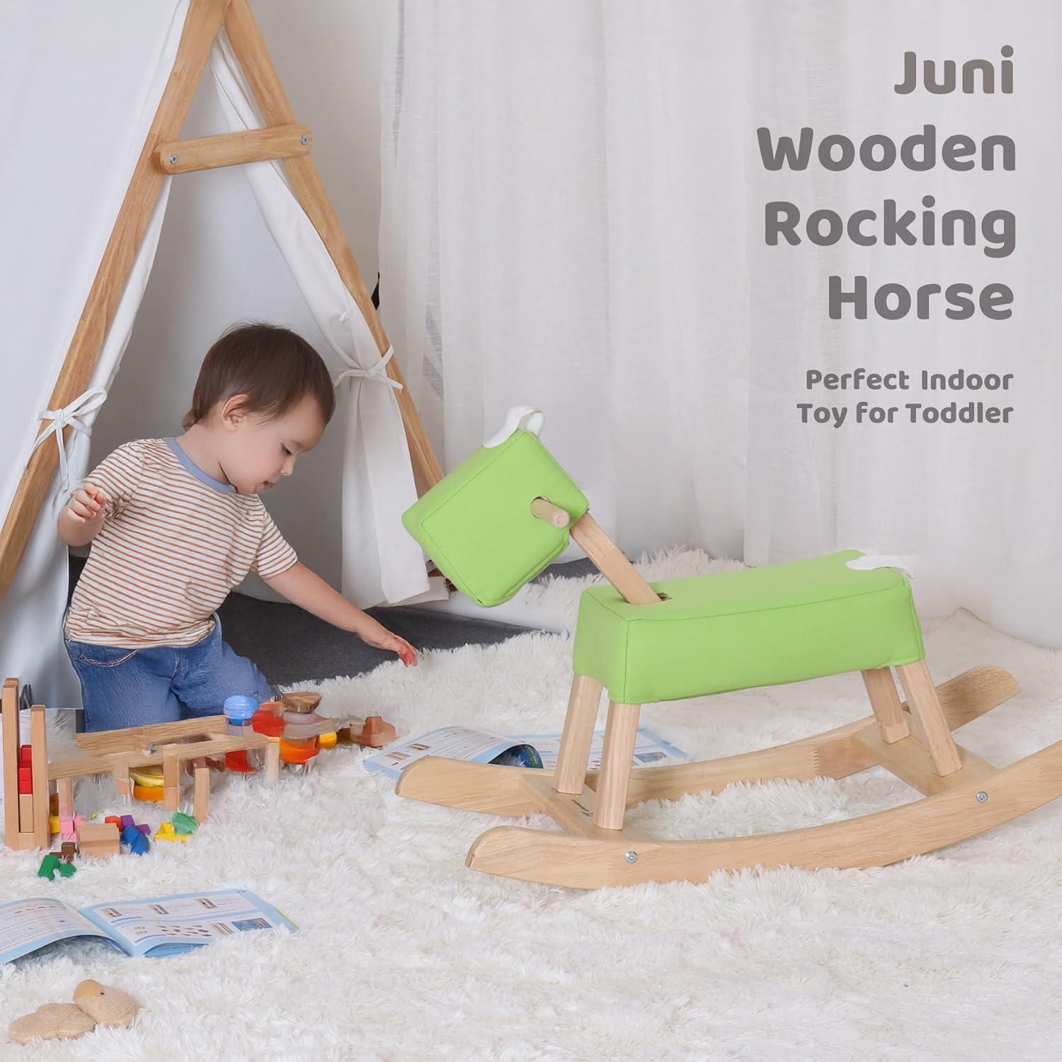 Caballo Mecedor de Madera PhuDongToys Verde para Niños 1-3 Años
