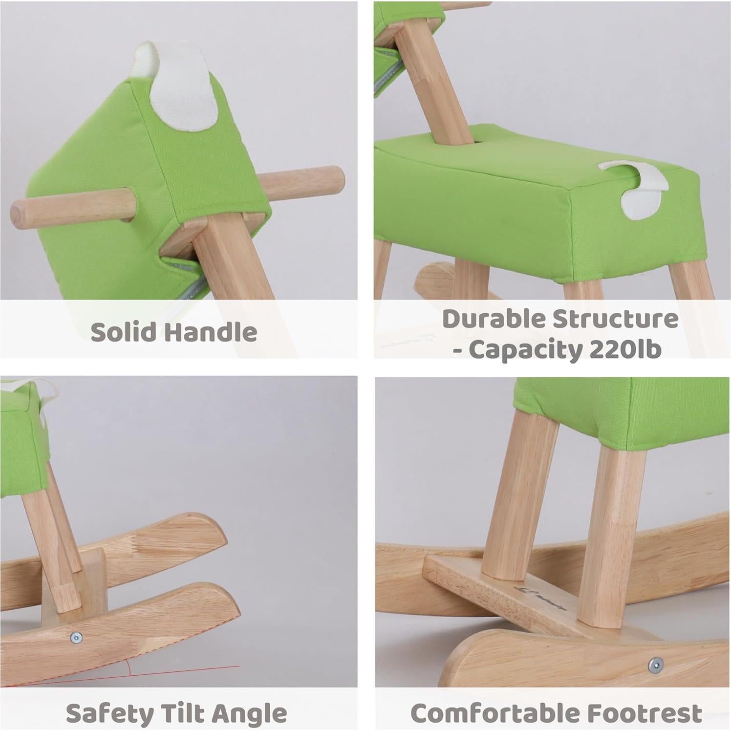 Caballo Mecedor de Madera PhuDongToys Verde para Niños 1-3 Años