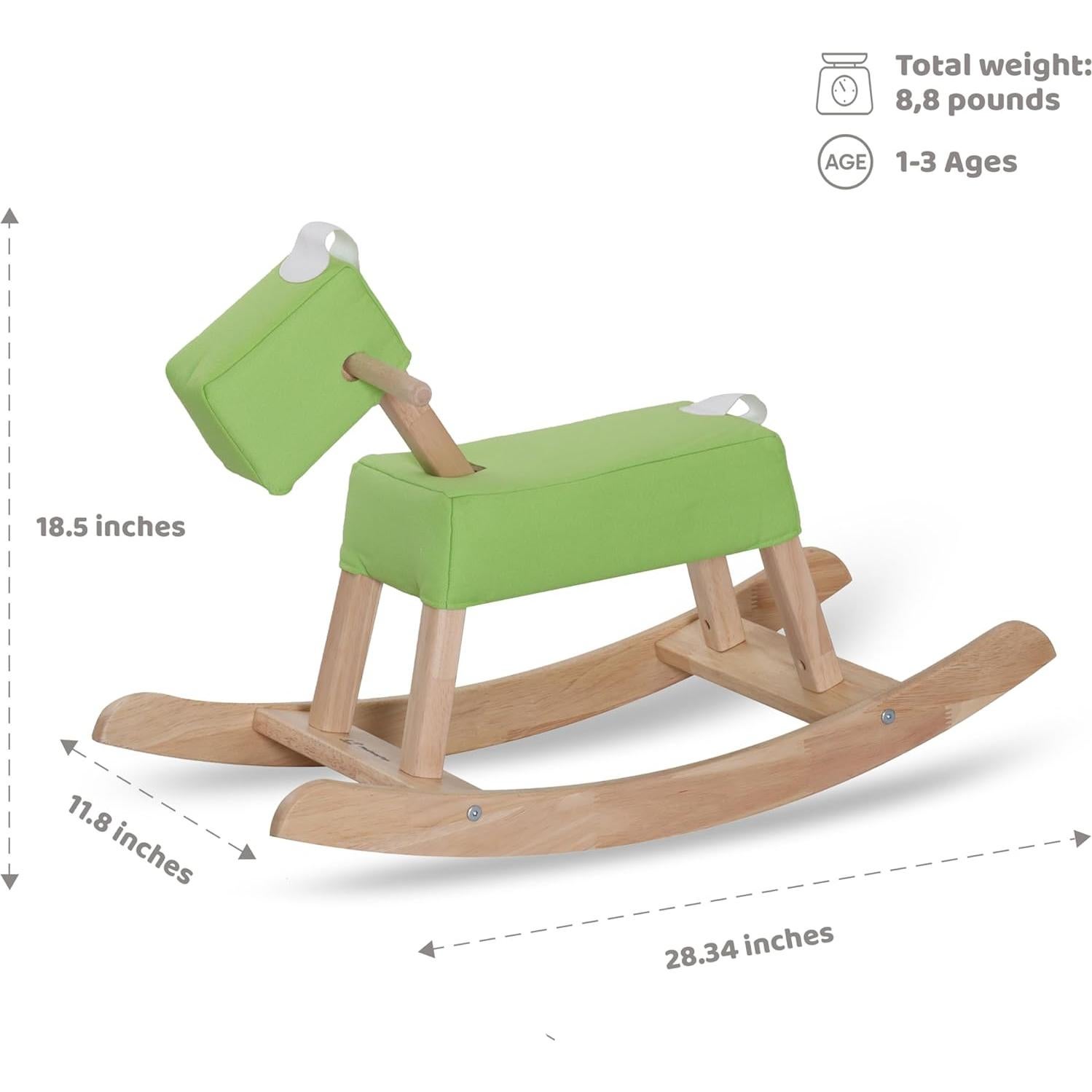 Caballo Mecedor de Madera PhuDongToys Verde para Niños 1-3 Años