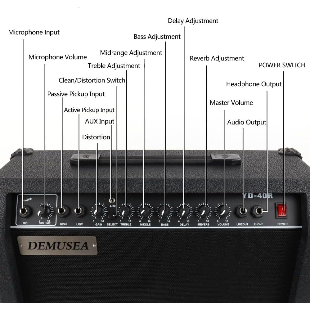 Amplificador de guitarra eléctrica 40W negro con altavoz 6.5"