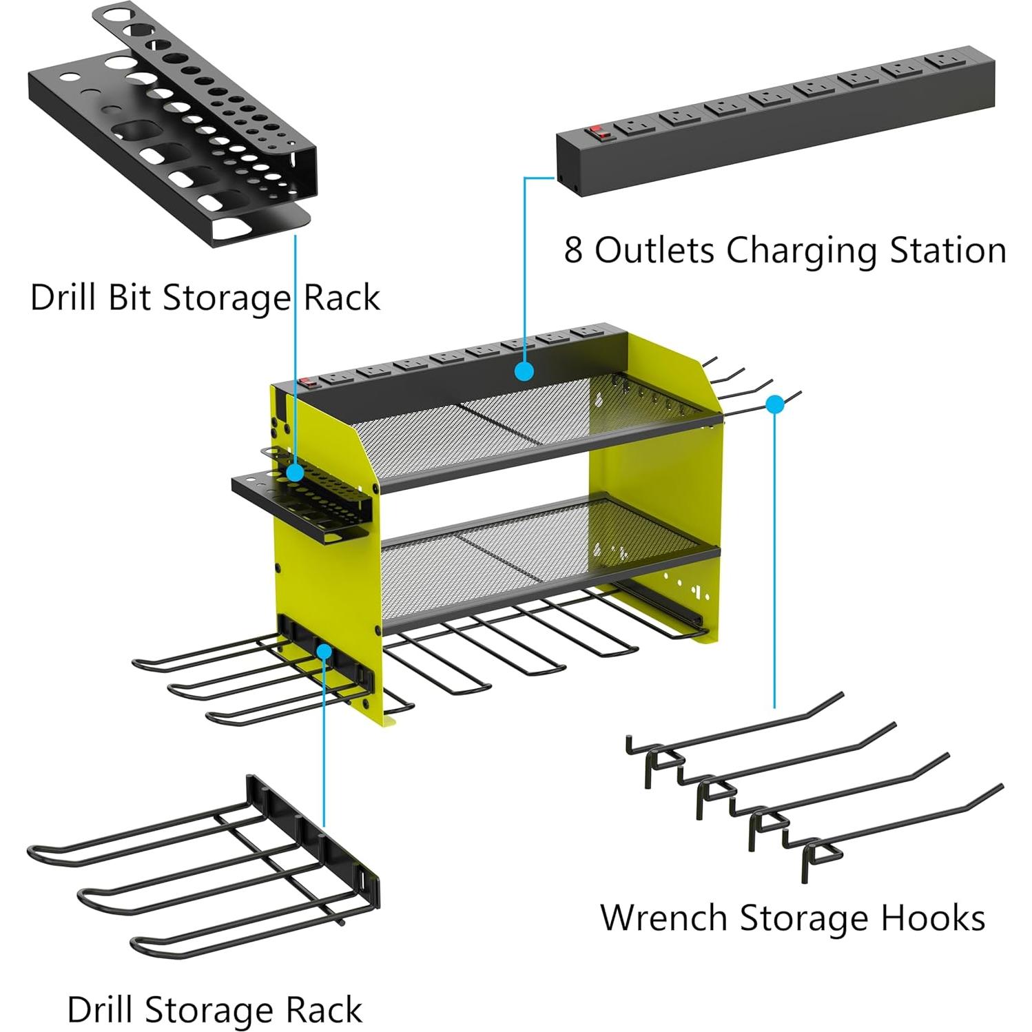 Soporte de Almacenamiento para Taladros Luffioner Verde 3 Capas