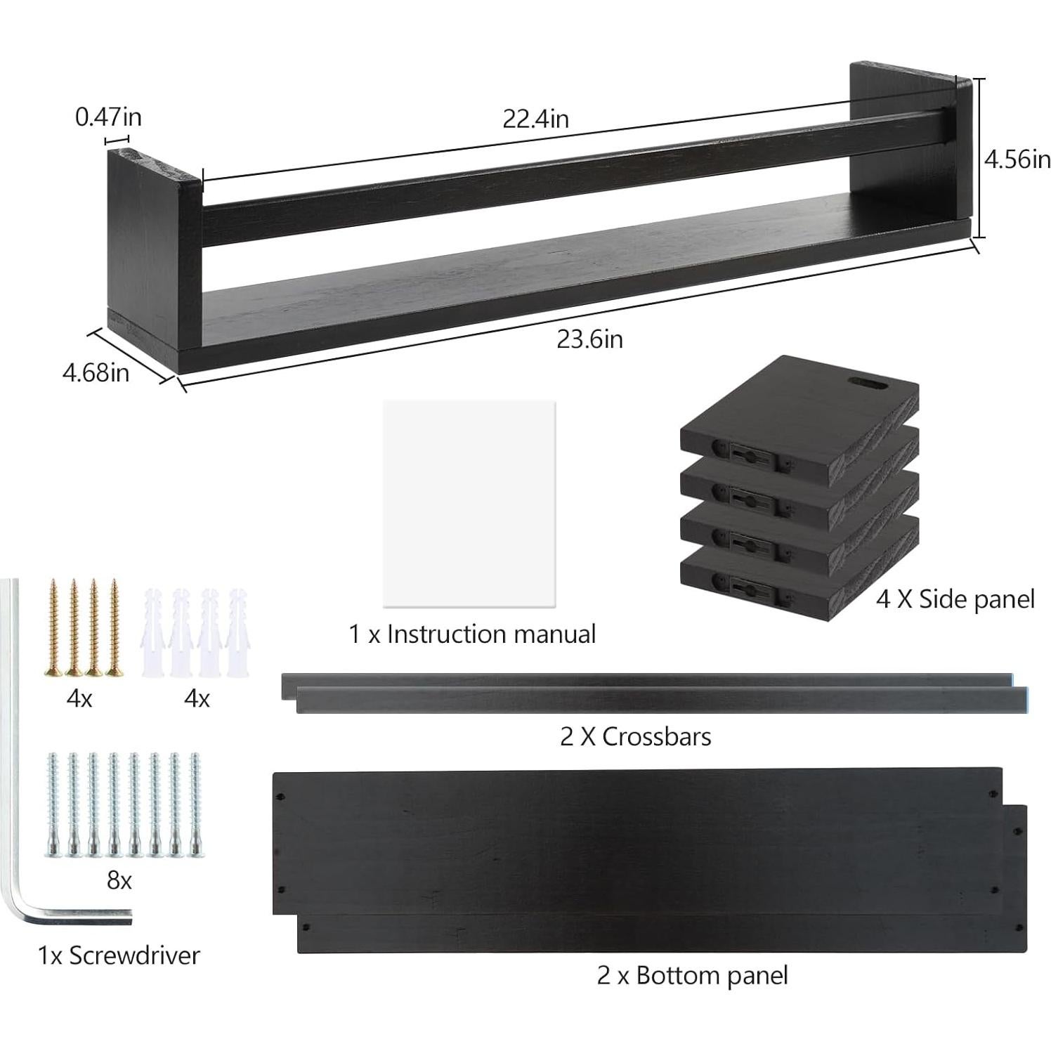 Estantes Flotantes Genéricos para Pared 60 cm Negros - 2 Paquetes