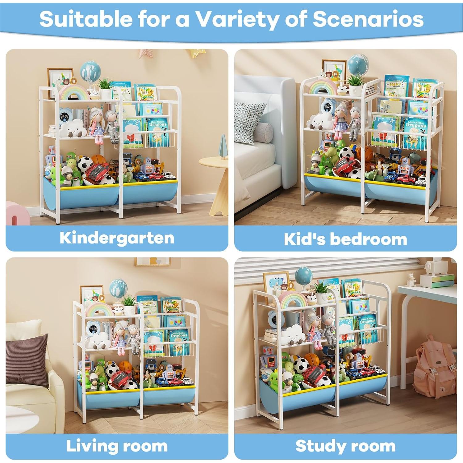 Estantería Montessori GUIBUKEYAN 3 en 1 para Niños Azul