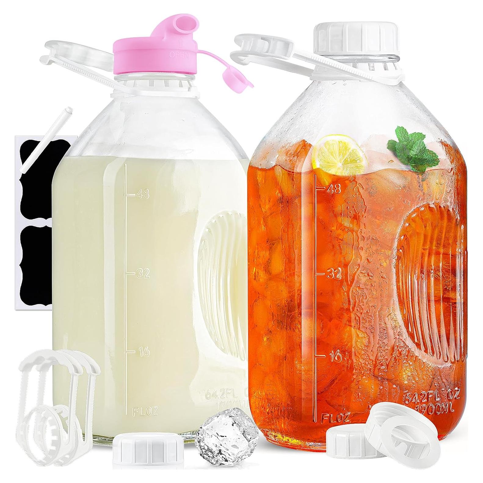 Paquete de 2 botellas de vidrio 1.9L con tapa hermética Absovetu