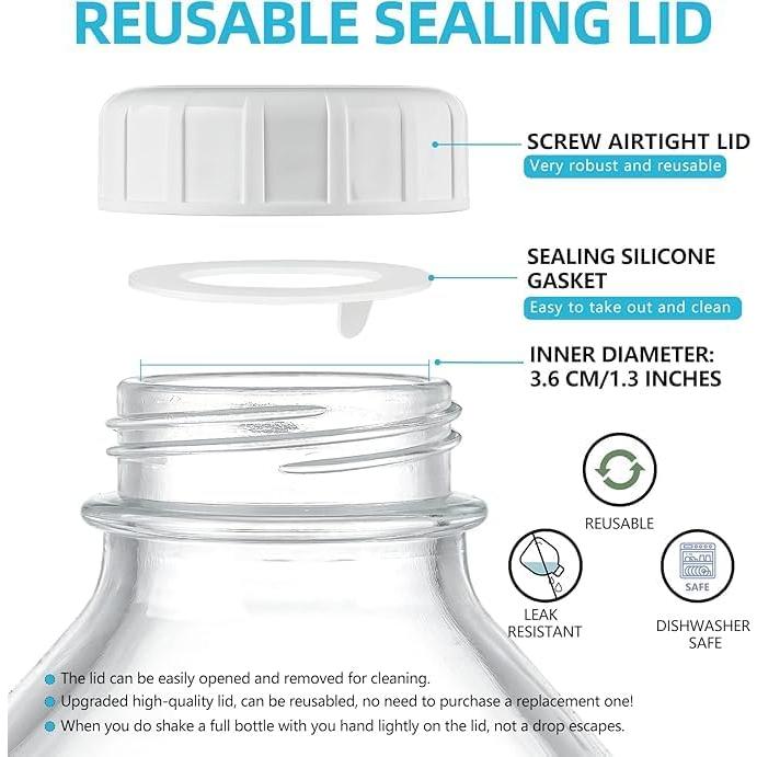 Paquete de 2 botellas de vidrio 1.9L con tapa hermética Absovetu