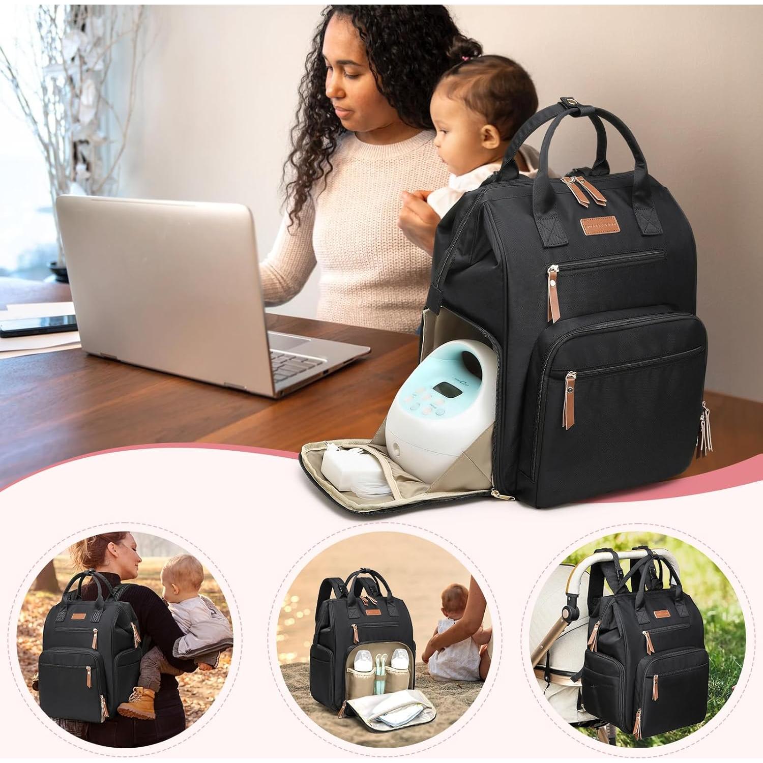 Mochila Extractor de Leche Qualyphant Negra 31L con Compartimento Laptop