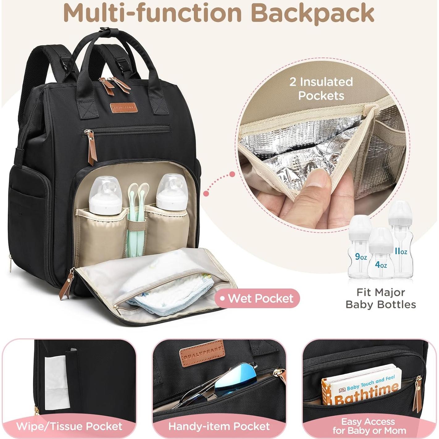 Mochila Extractor de Leche Qualyphant Negra 31L con Compartimento Laptop