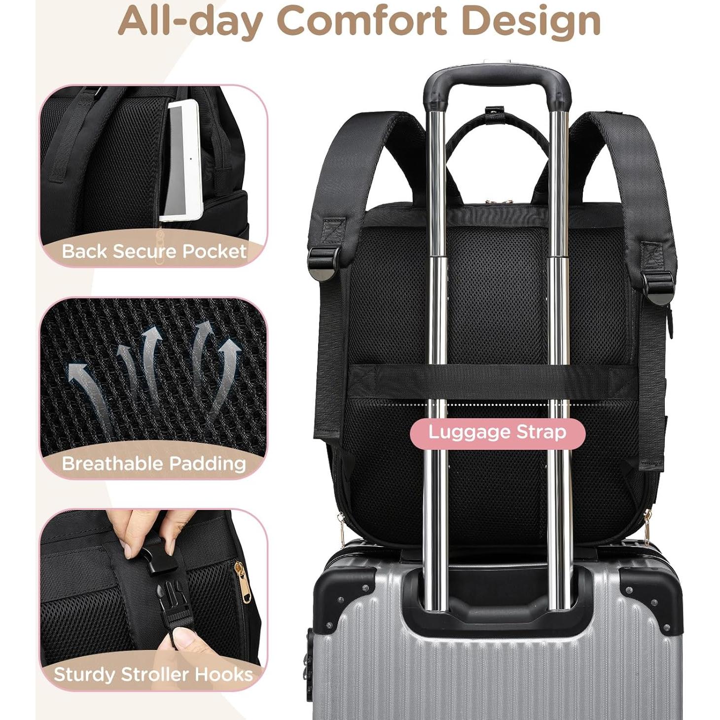 Mochila Extractor de Leche Qualyphant Negra 31L con Compartimento Laptop