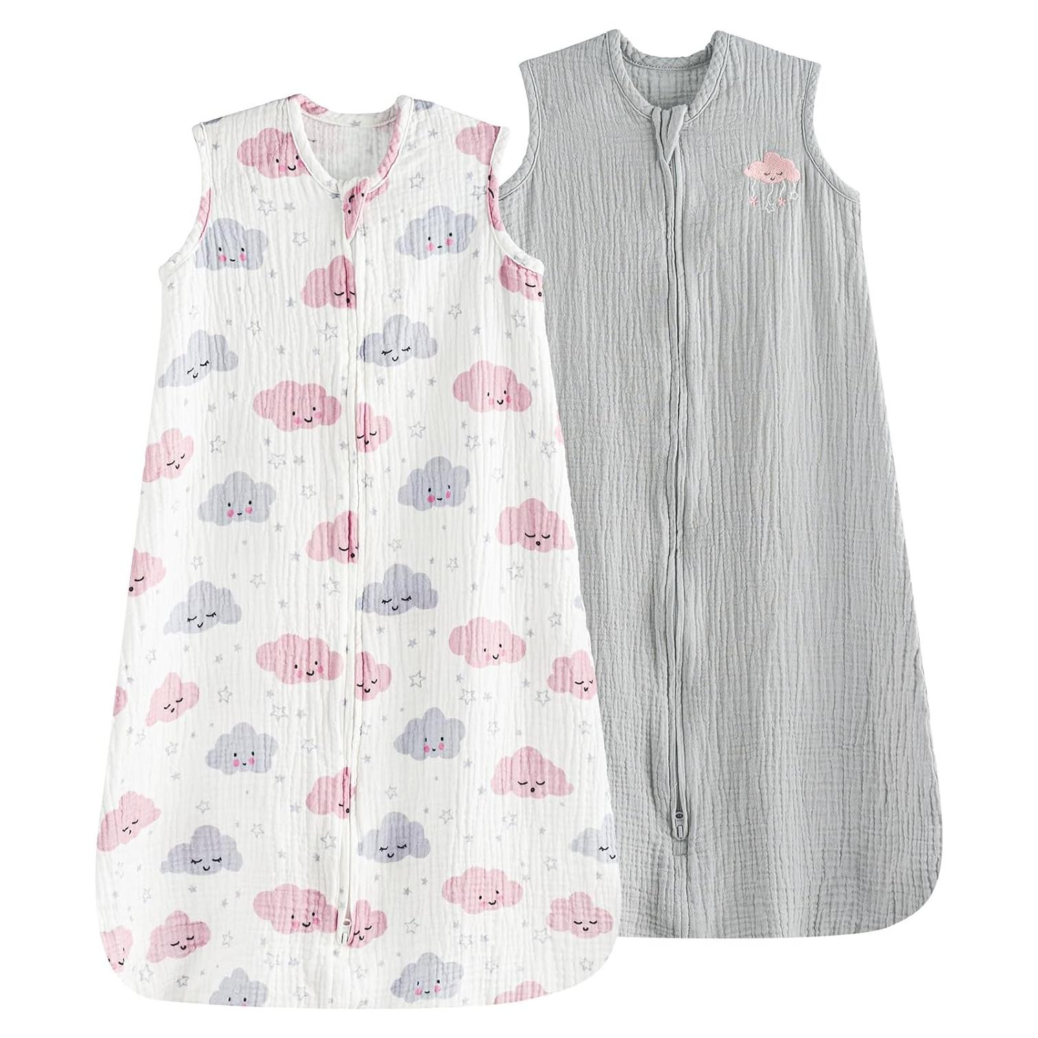 Saco de Dormir PHF 100% Algodón Muselina 0-6 Meses Nubes