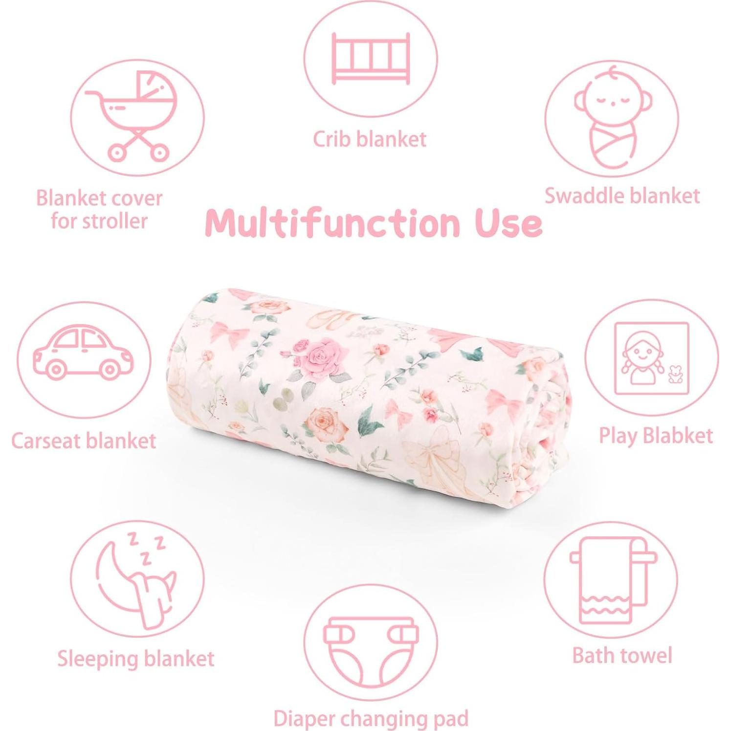 Manta de Recepción para Bebés GFU Floral Rosa 76x102 cm