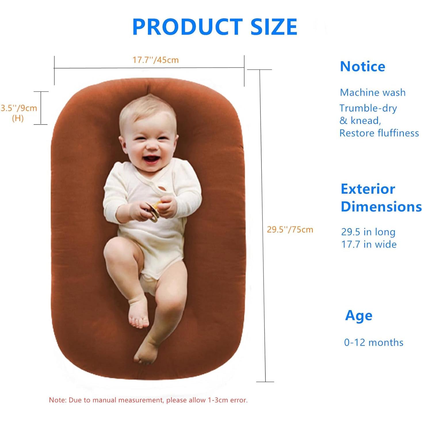 Cojín para Bebés Loevin Café 75x45 cm Lavable Ergonómico