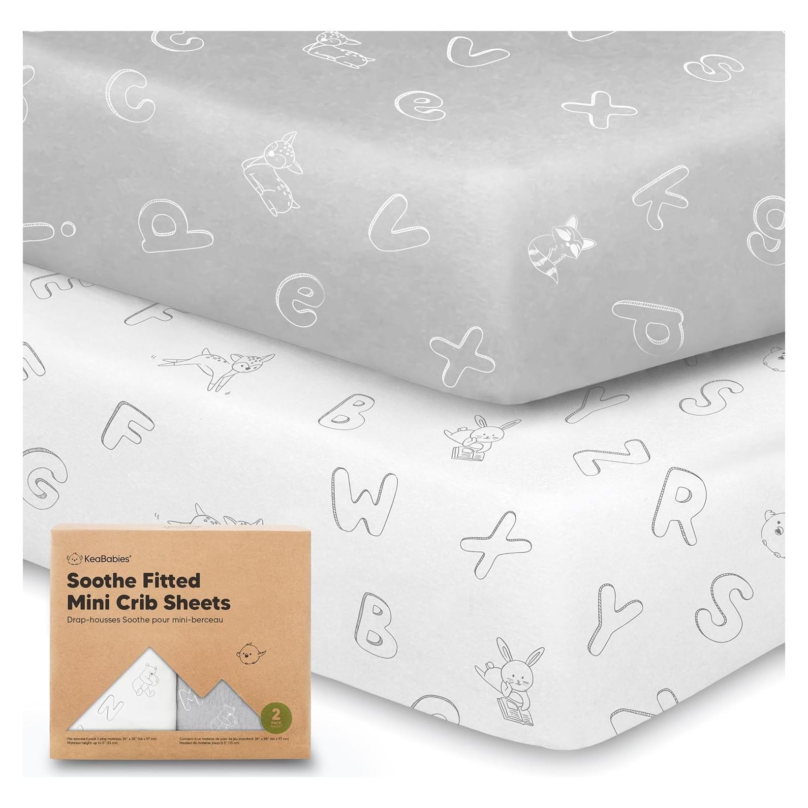Paquete de 2 Sábanas Ajustadas Cuna Mini KeaBabies Algodón 96.5x66cm