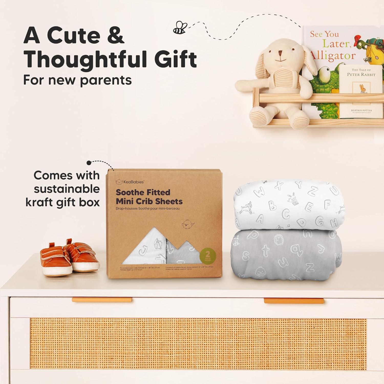 Paquete de 2 Sábanas Ajustadas Cuna Mini KeaBabies Algodón 96.5x66cm