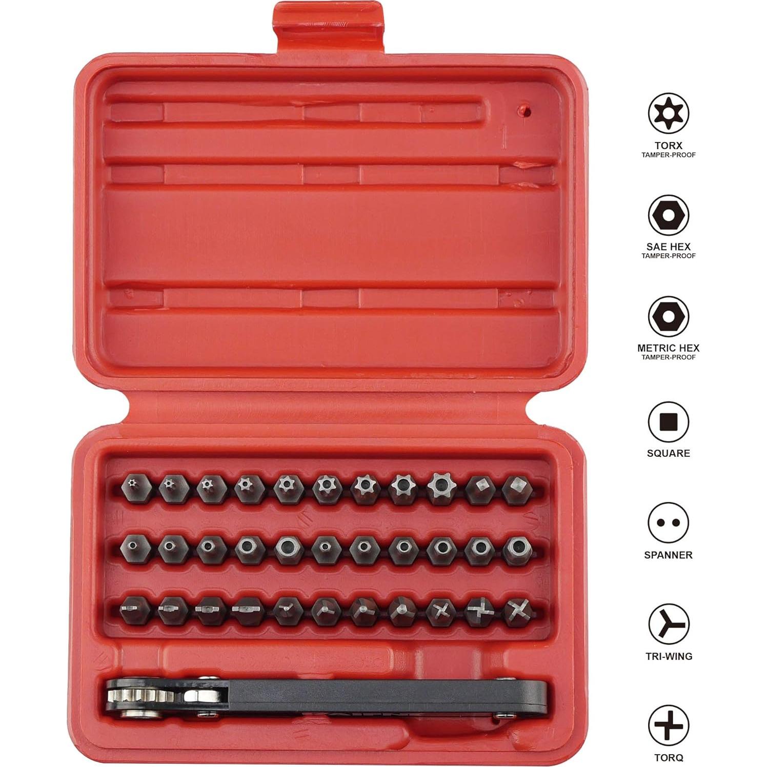 Juego de Puntas de Seguridad KAIFNT K401 34 Piezas 1/4"