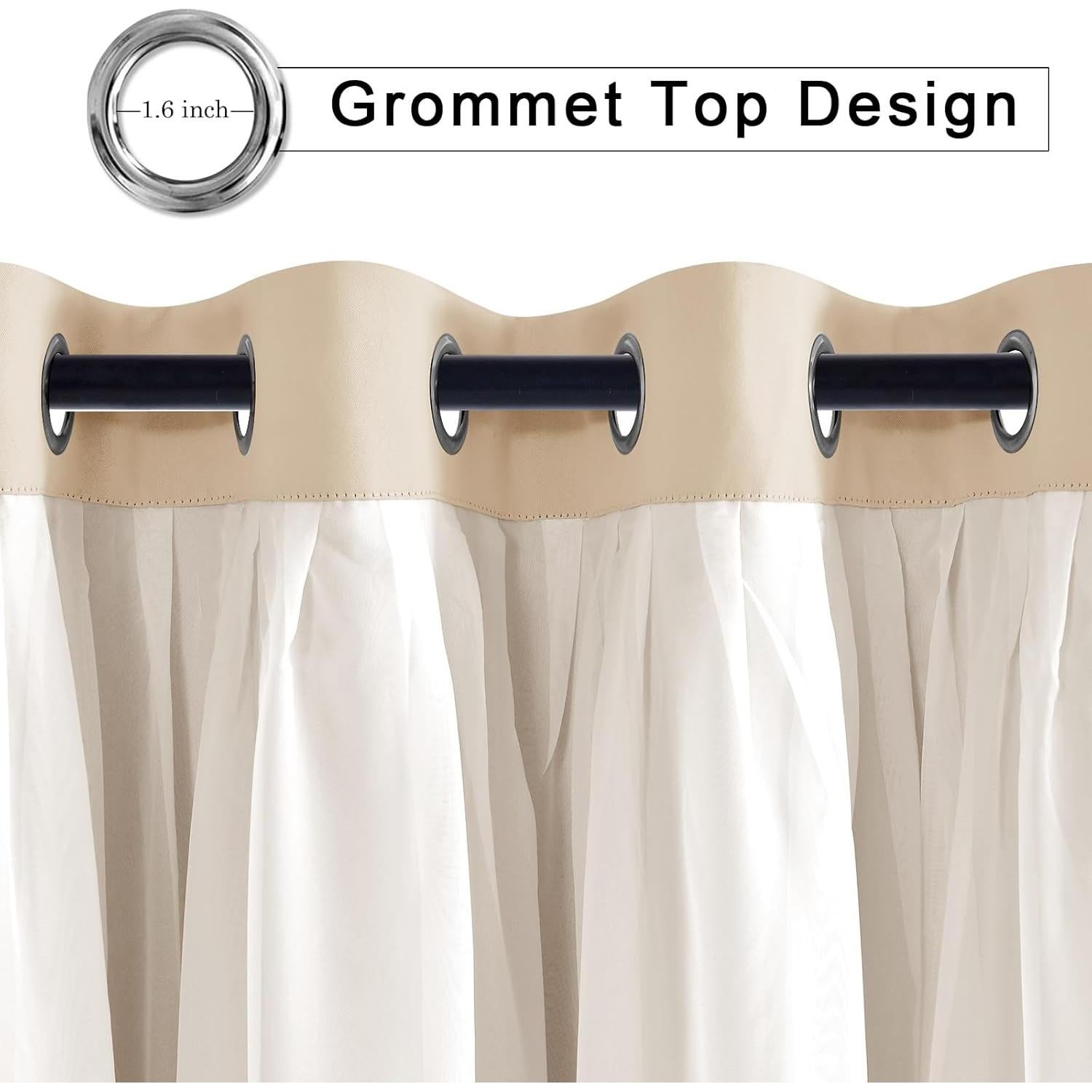 Cortinas Blackout Hiasan 2 Paneles 96.5x213.4 cm Beige