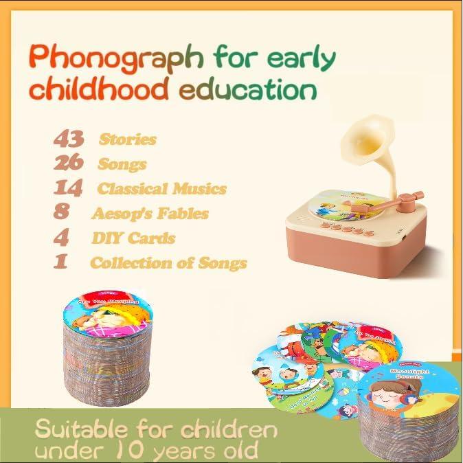 Fonógrafo Infantil Culimery con 96 Tarjetas Musicales