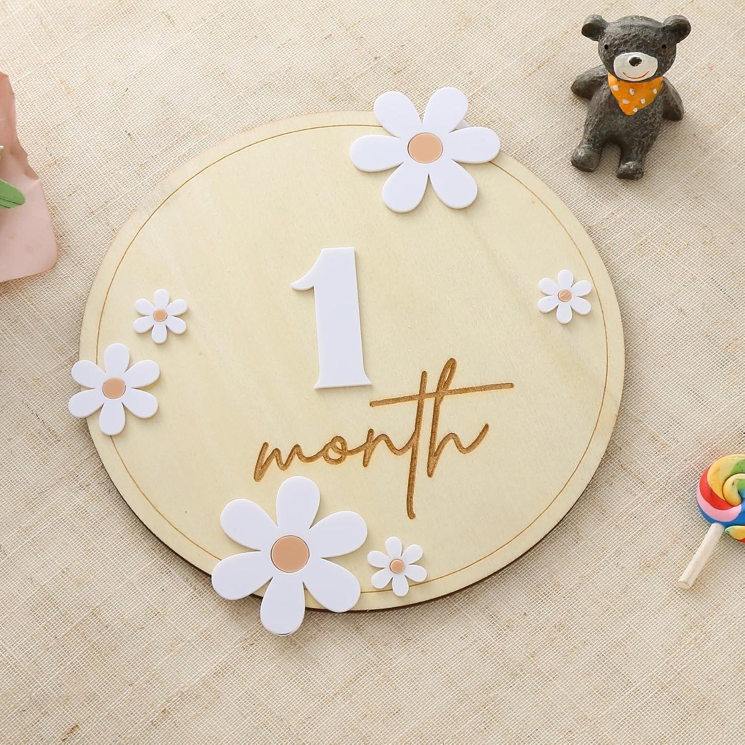Tarjetas de Hitos Mensuales de Bebé de Madera LeeLeeAn