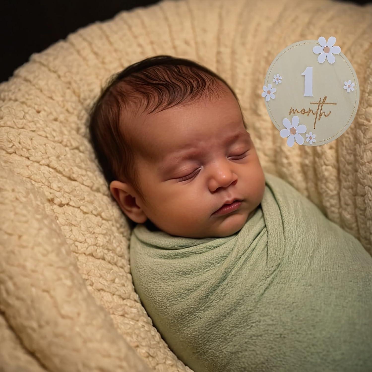 Tarjetas de Hitos Mensuales de Bebé de Madera LeeLeeAn