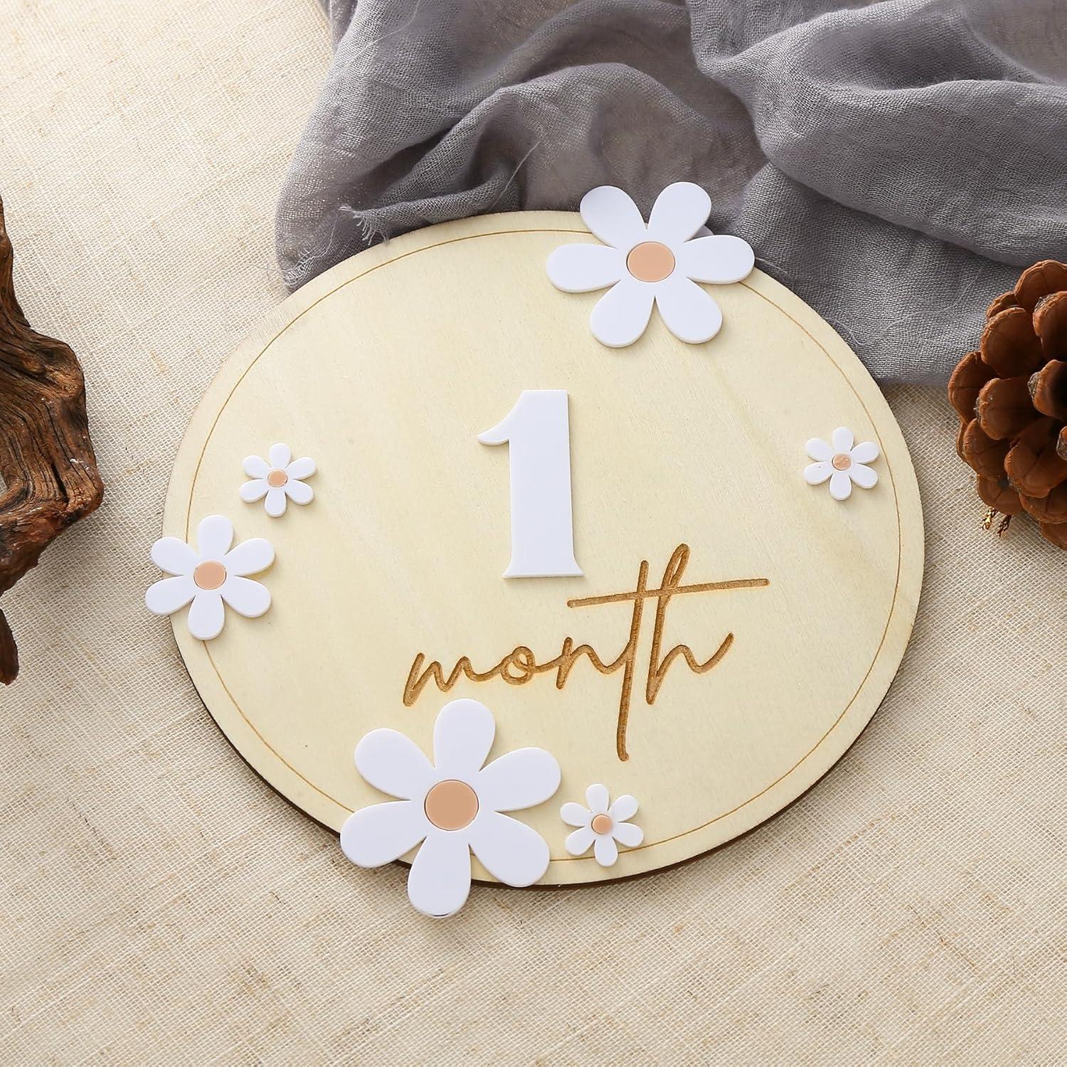 Tarjetas de Hitos Mensuales de Bebé de Madera LeeLeeAn