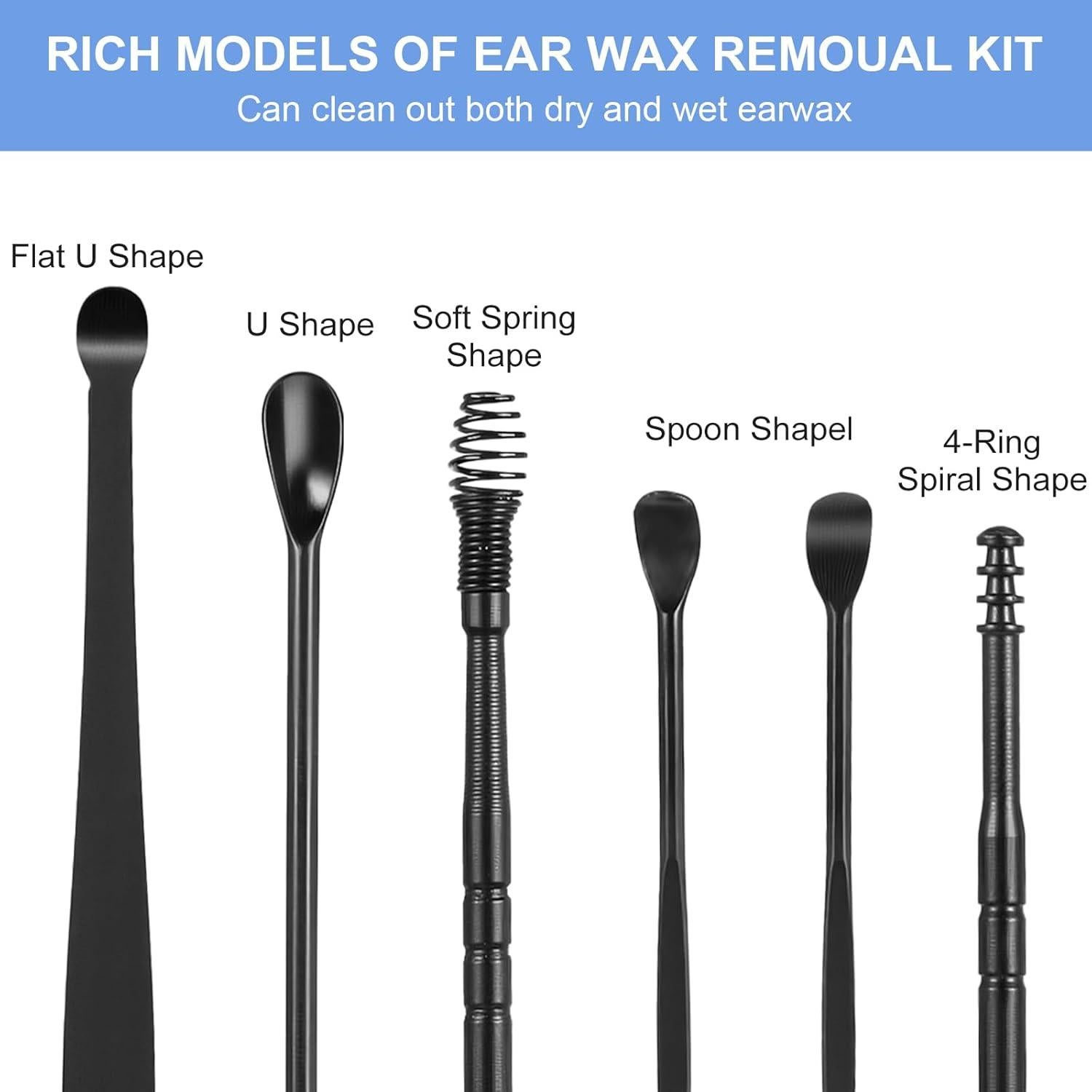 Kit de Limpieza de Oídos 6 Piezas Acero Inoxidable CIATBYYJ