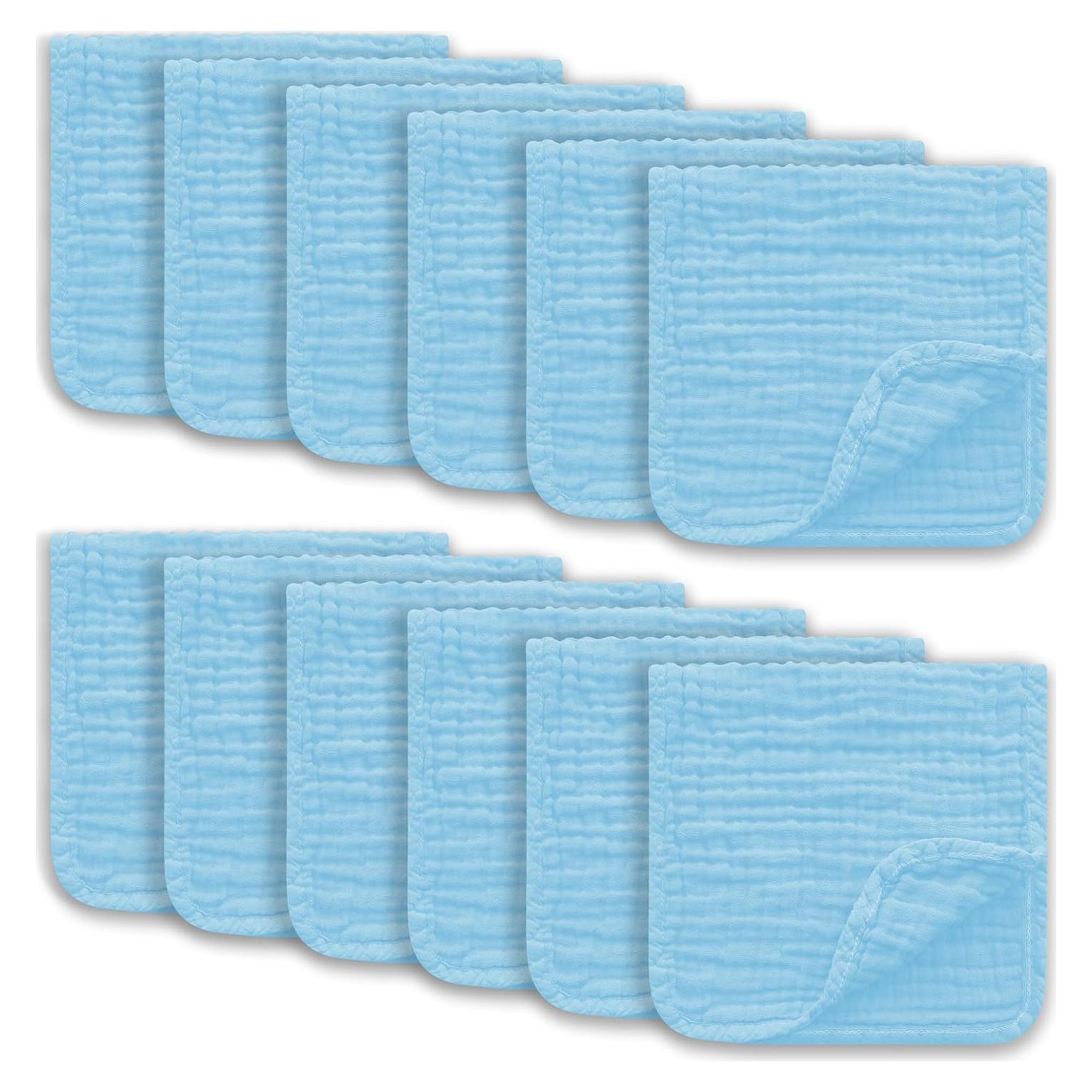 Paños de Eructo de Muselina 100% Algodón Ease Cubs Aqua 12 Pzas