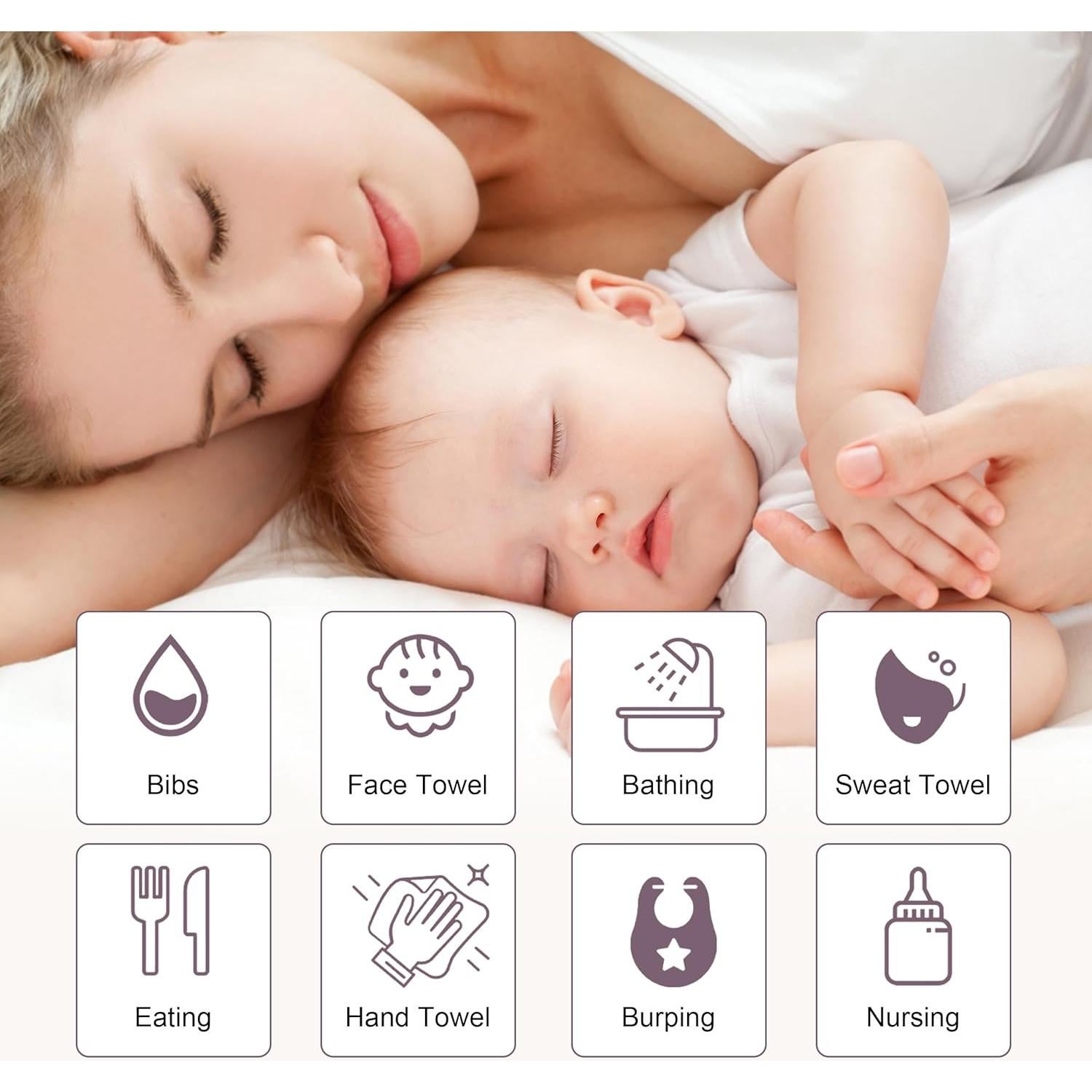 Paños de Eructo de Muselina 100% Algodón Ease Cubs Aqua 12 Pzas