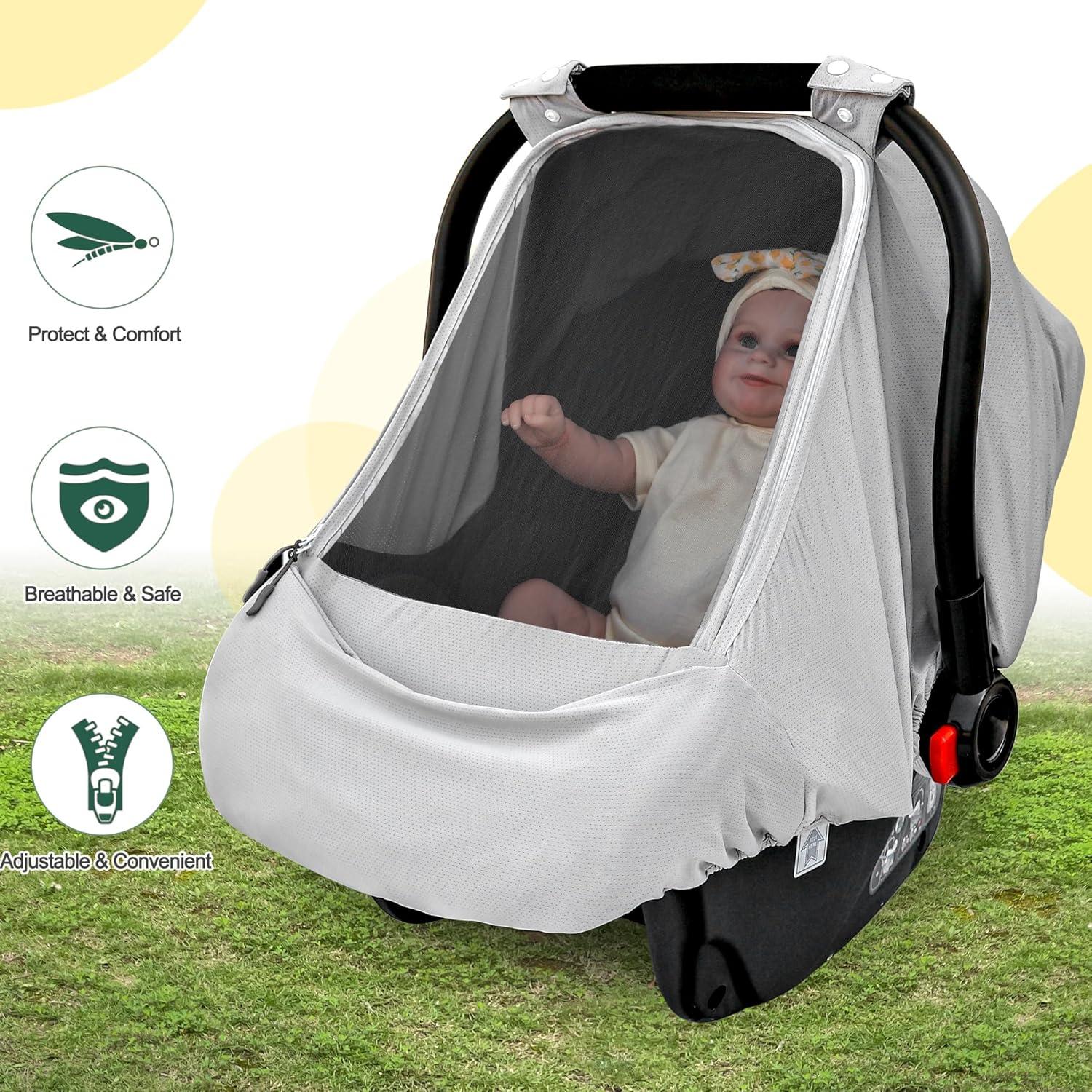 Cubierta de Asiento de Coche para Bebé Gris - Protección Solar