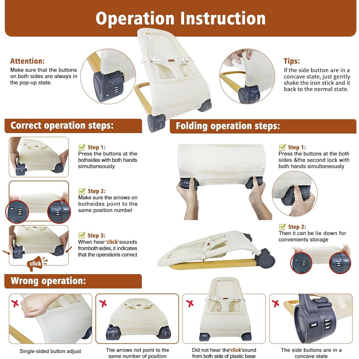 Silla de Rebote Portátil Winchild Beige 3 Alturas 0-6 Meses