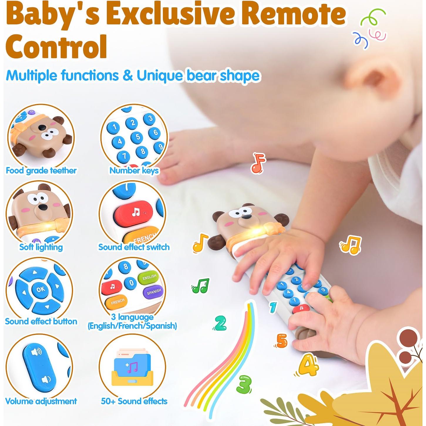 Juguete Control Remoto Bebé Oso Marrón con Luces y Sonidos