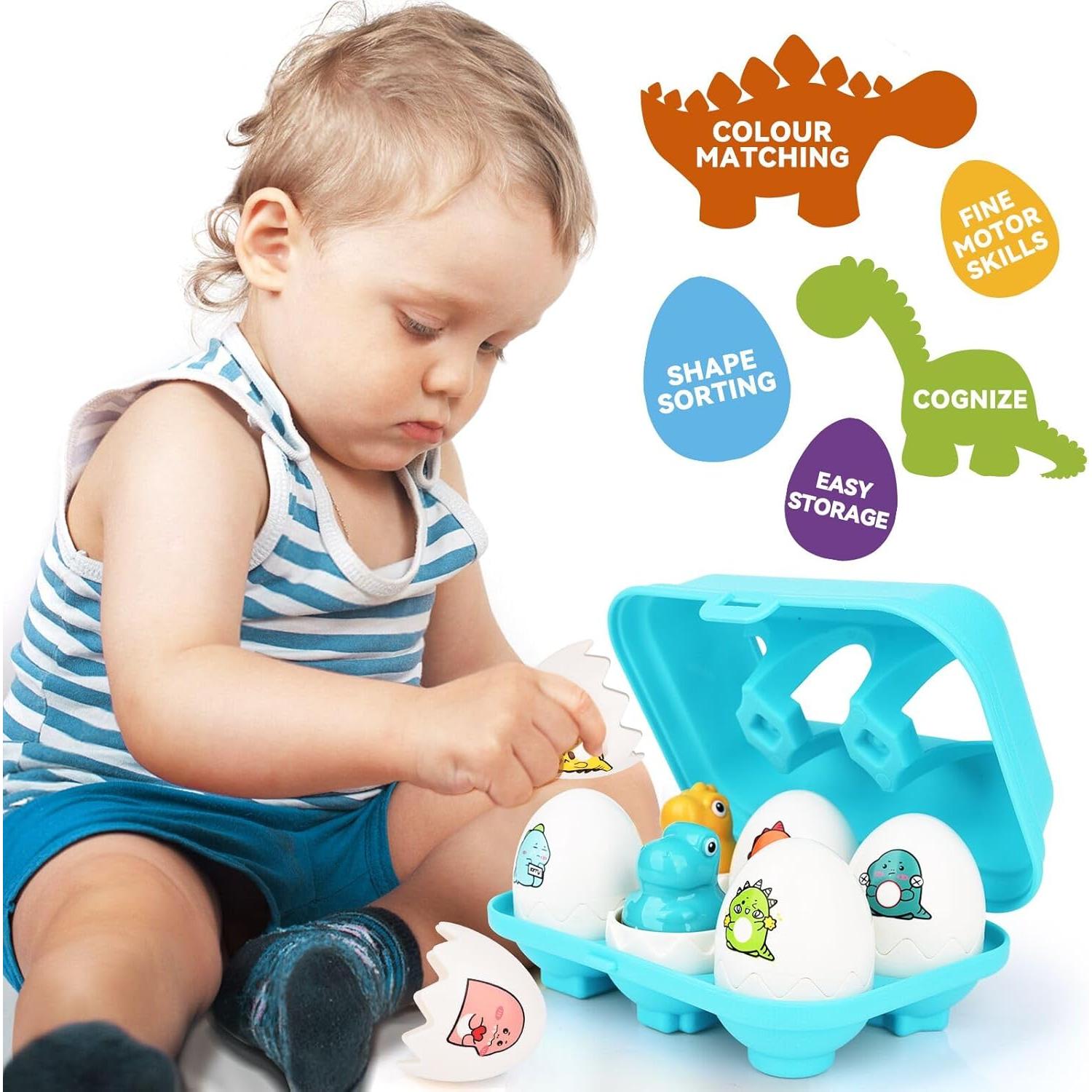 Juguete Educativo Sensorial de Huevo Dino FIVEDAOGANG - 6 Piezas