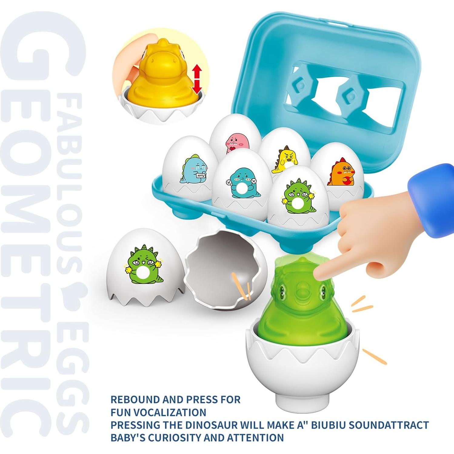 Juguete Educativo Sensorial de Huevo Dino FIVEDAOGANG - 6 Piezas