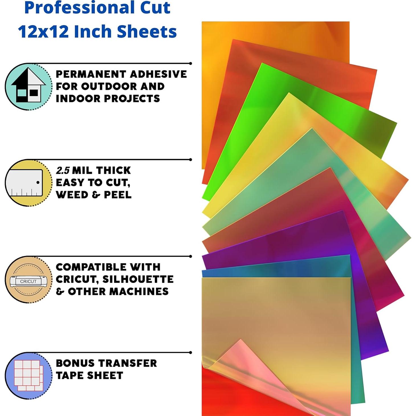 Paquete de 10 Hojas de Vinilo Holográfico Kassa 30.48 cm