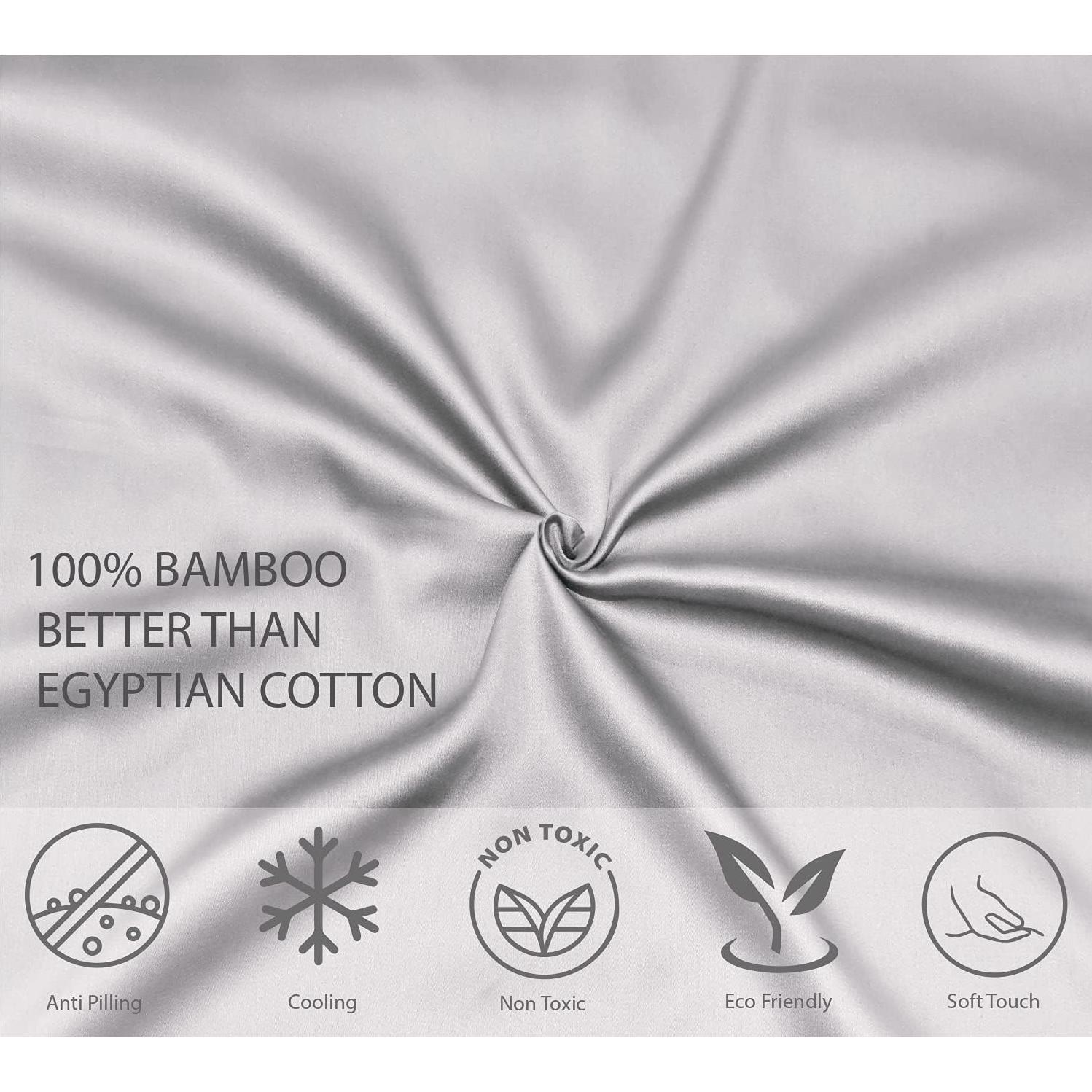 Juego de Sábanas King Size 4 Piezas Viscosa Bambú Linenwalas Plata