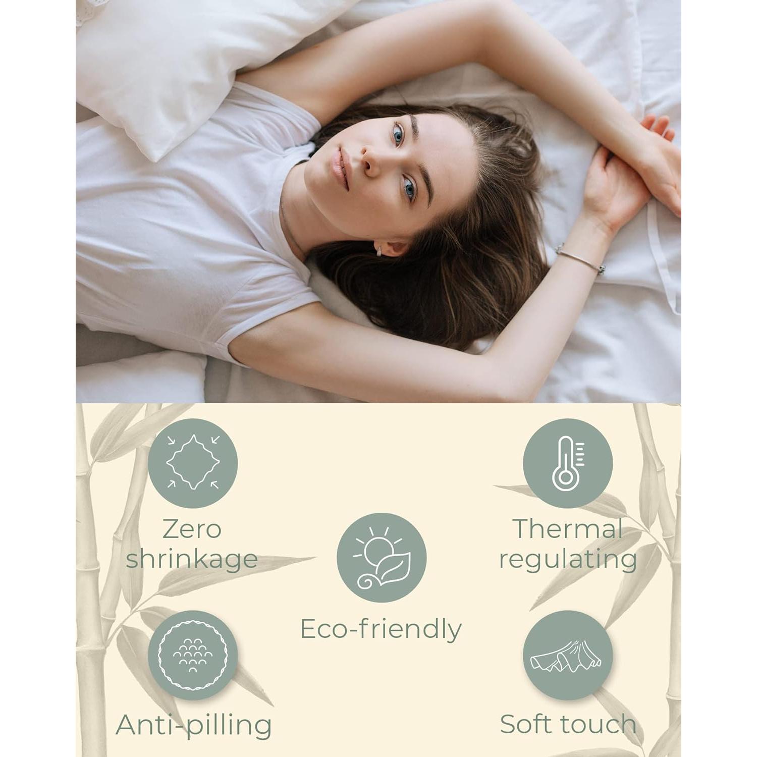 Juego de Sábanas King Size Linenwalas 100% Viscosa Bambú Plata