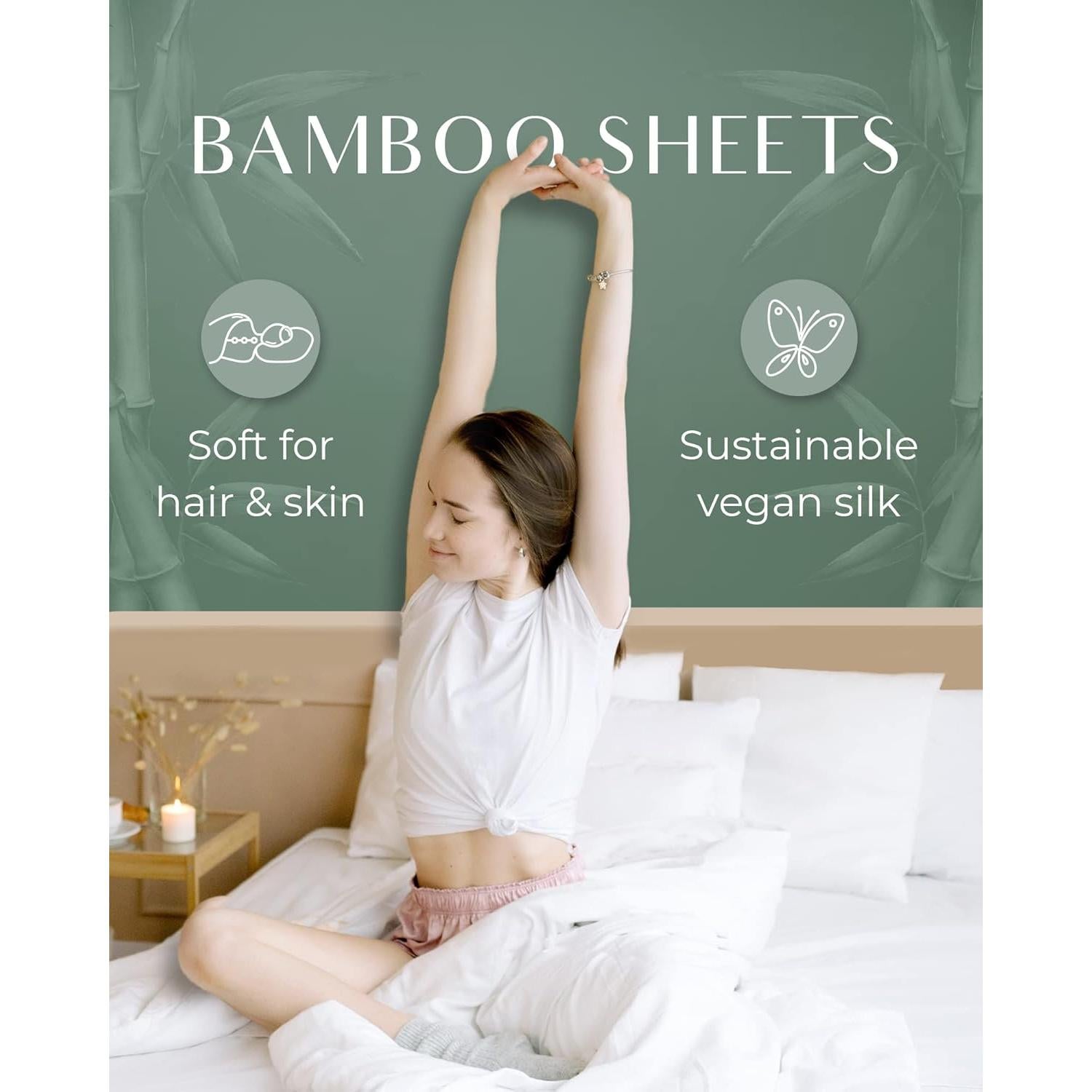 Juego de Sábanas King Size Linenwalas 100% Viscosa Bambú Plata